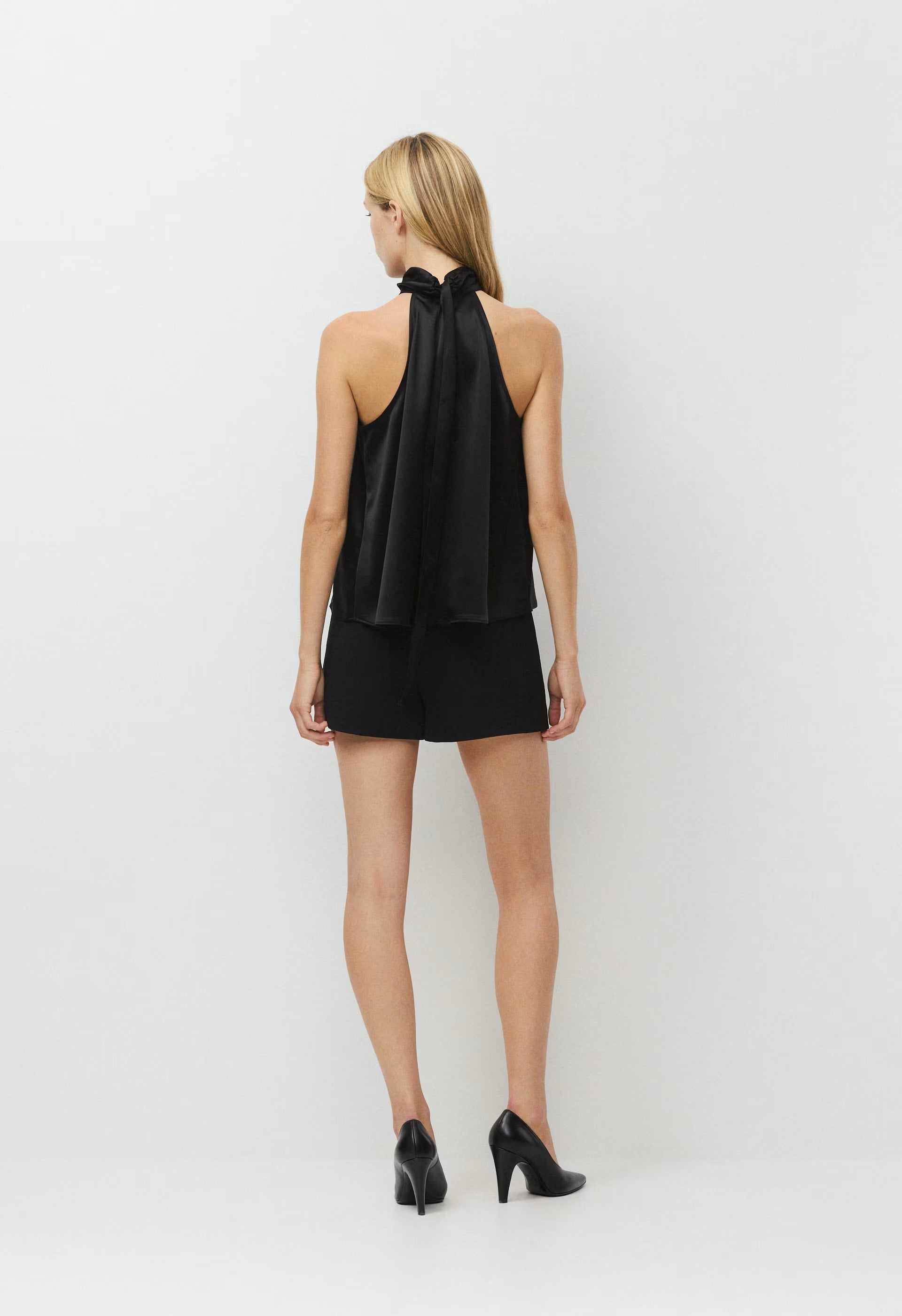 Fallaway Satin Top - BLACK
