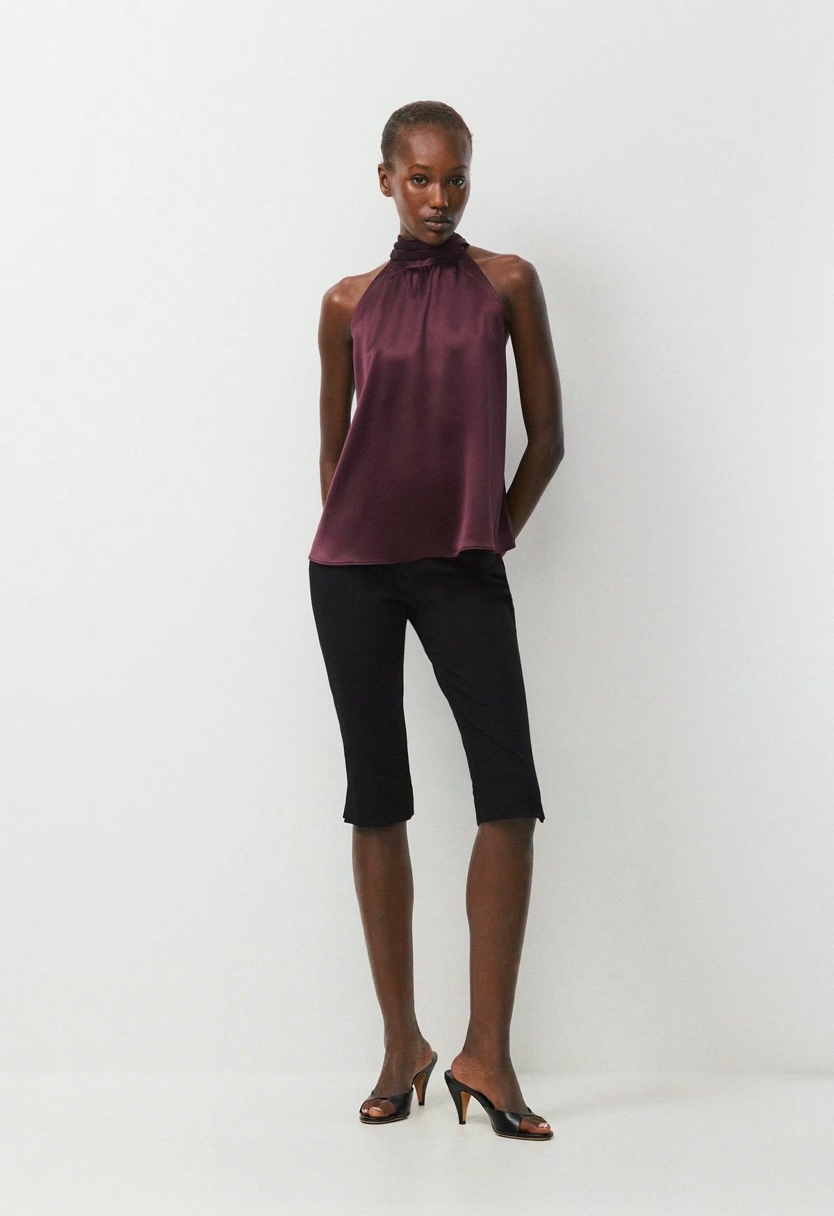 Fallaway Satin Top - GALA PLUM