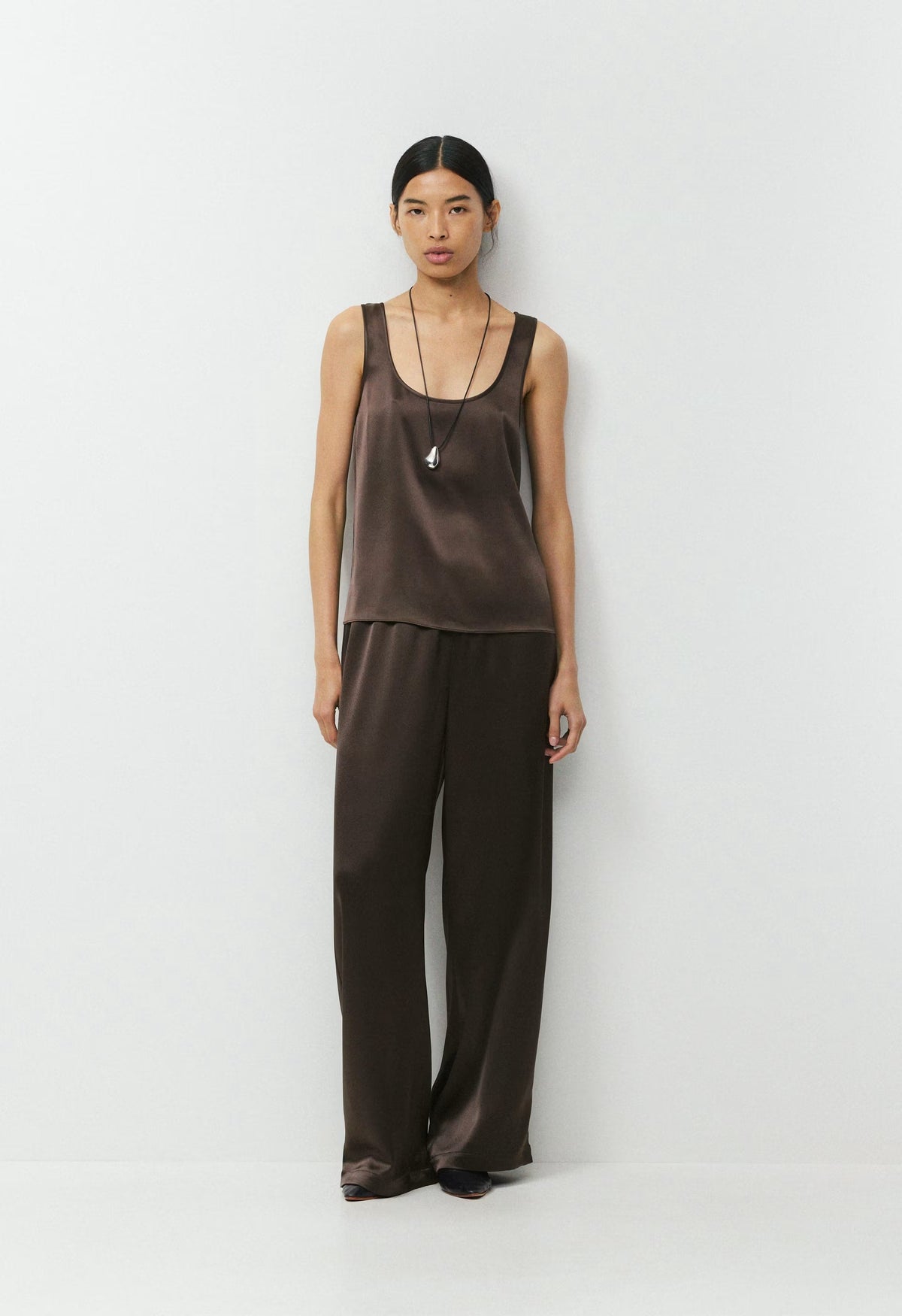 Asset Satin Top - RICH MOCHA BROWN