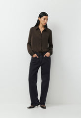 Vantage Satin Blouse - CACAO NIB BROWN