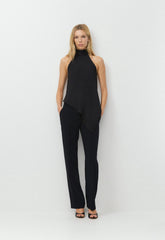 Revel Satin Halter Top - BLACK