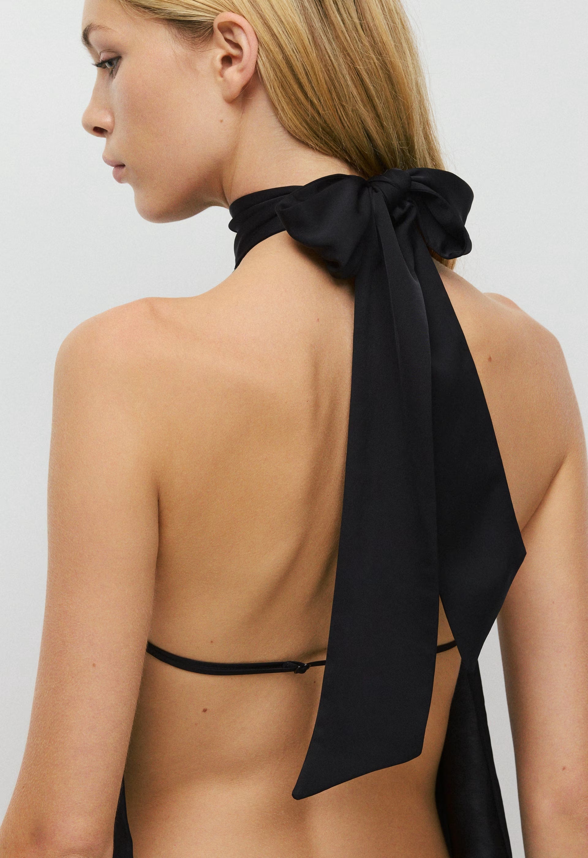 Revel Satin Halter Top - BLACK