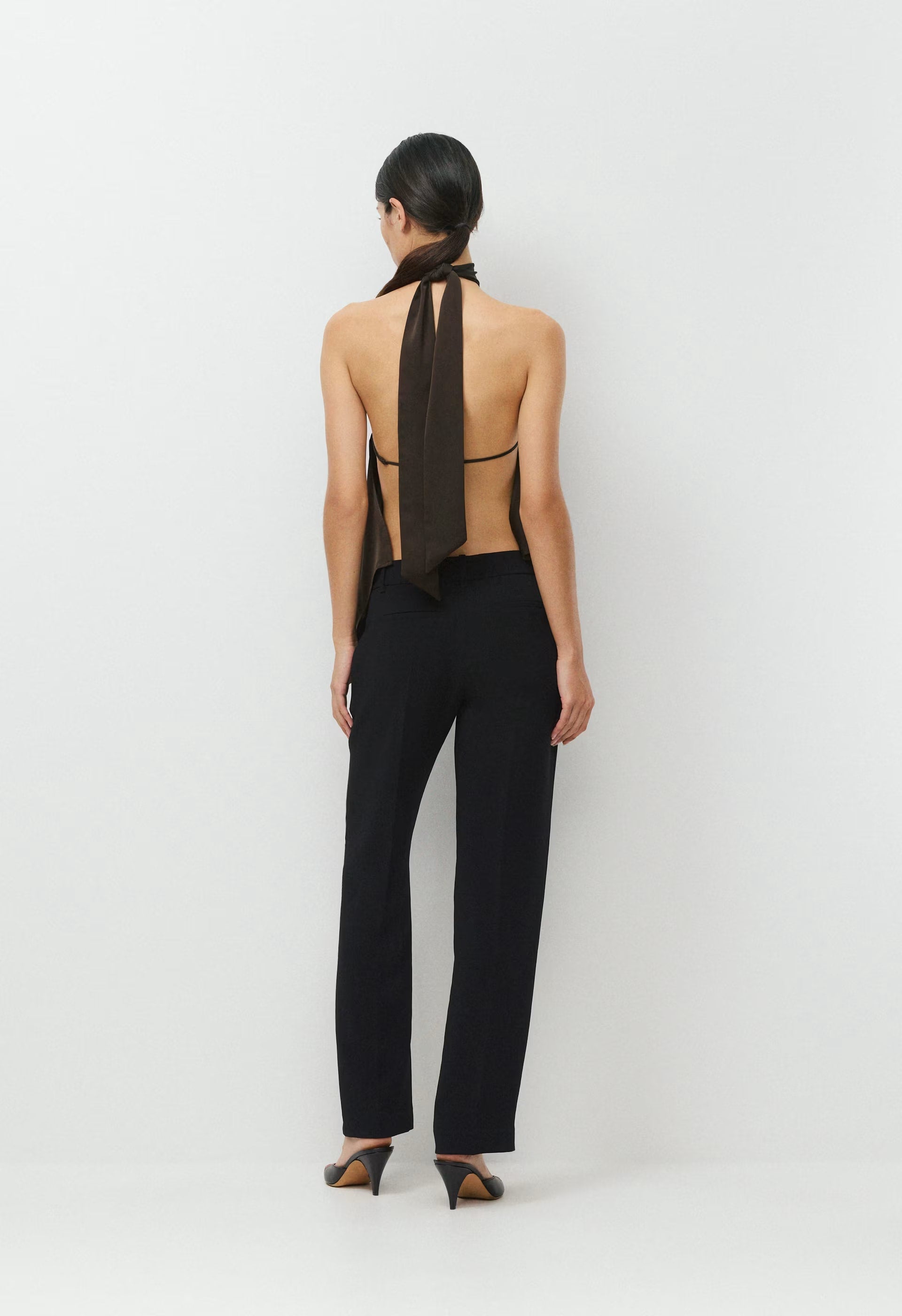 Revel Satin Halter Top - CACAO NIB BROWN