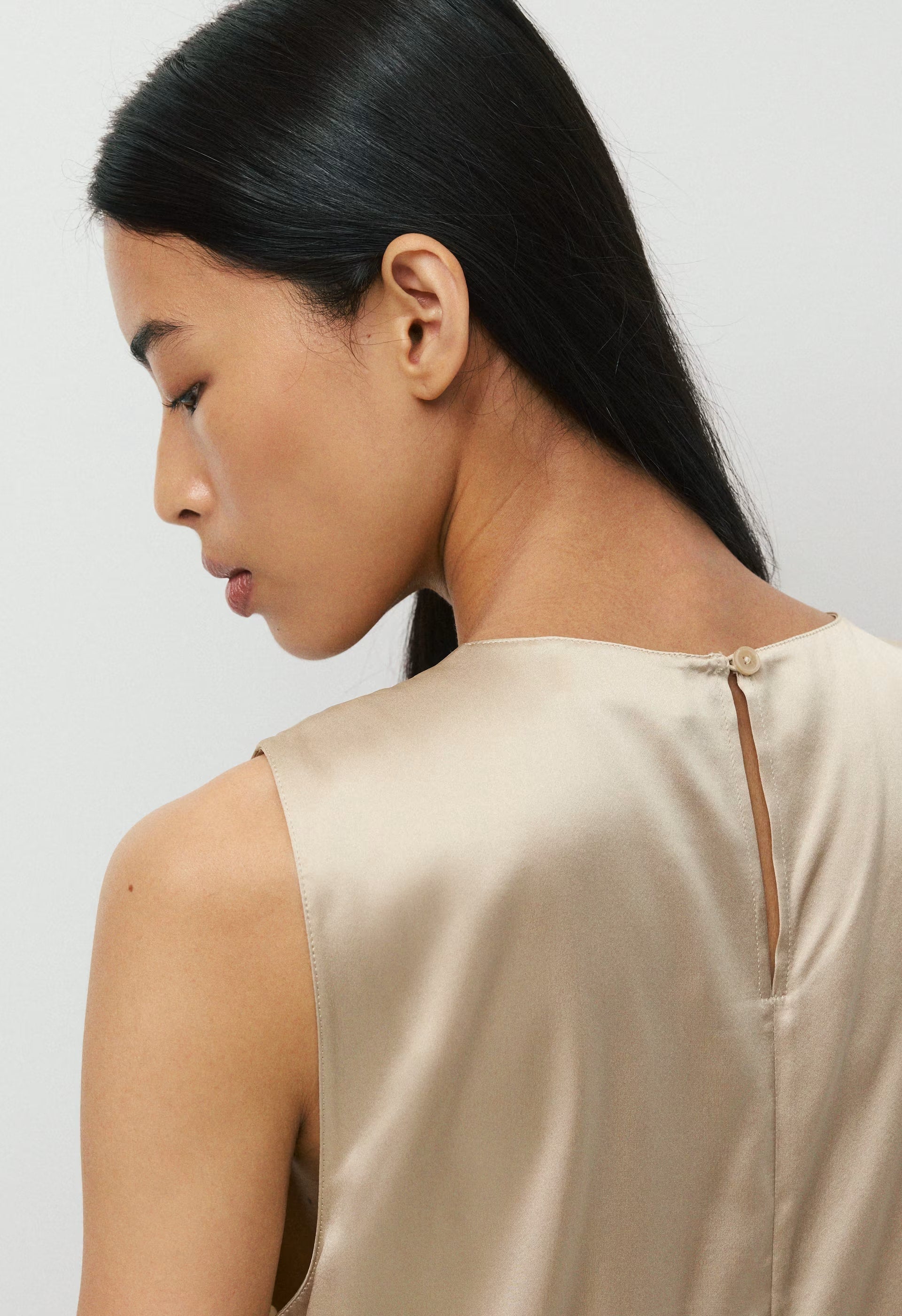 Borough Silk Top - MARCONA BEIGE
