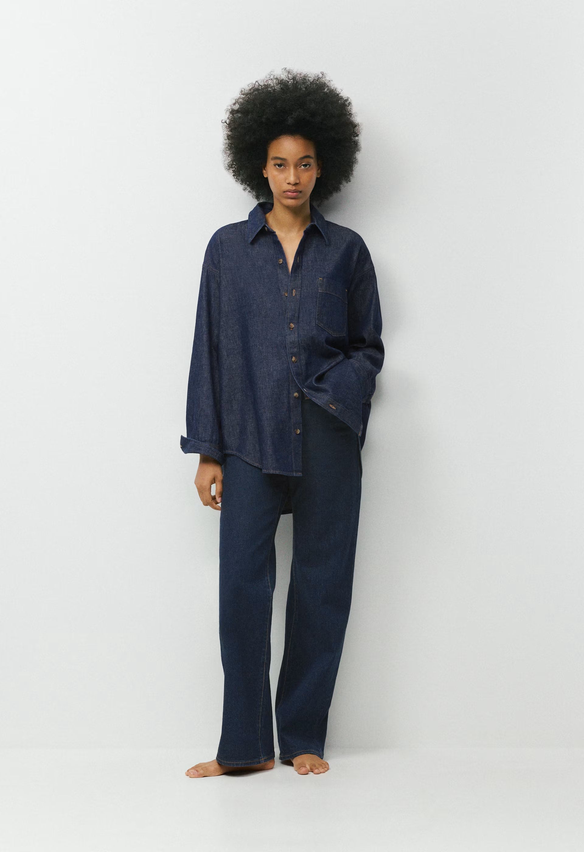 Denim Forum The '80s Comfy Denim Shirt - NO-STRESS DARK BLUE