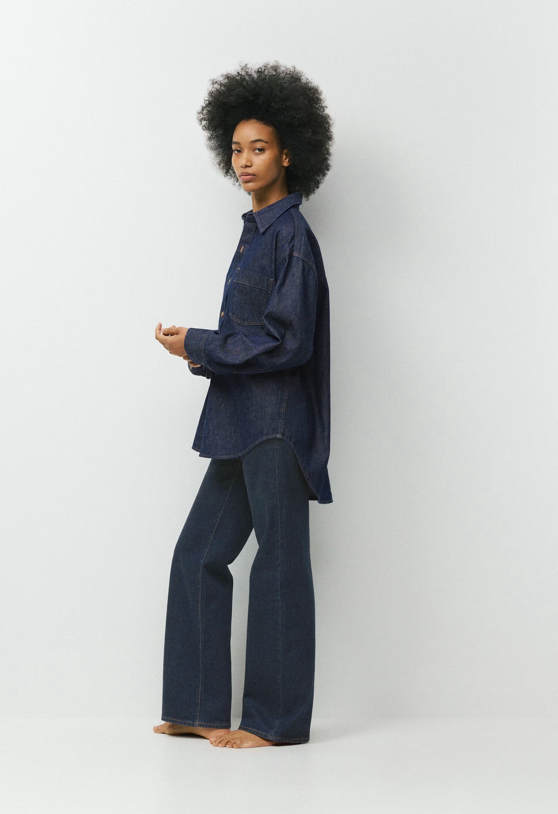Denim Forum The '80s Comfy Denim Shirt - NO-STRESS DARK BLUE