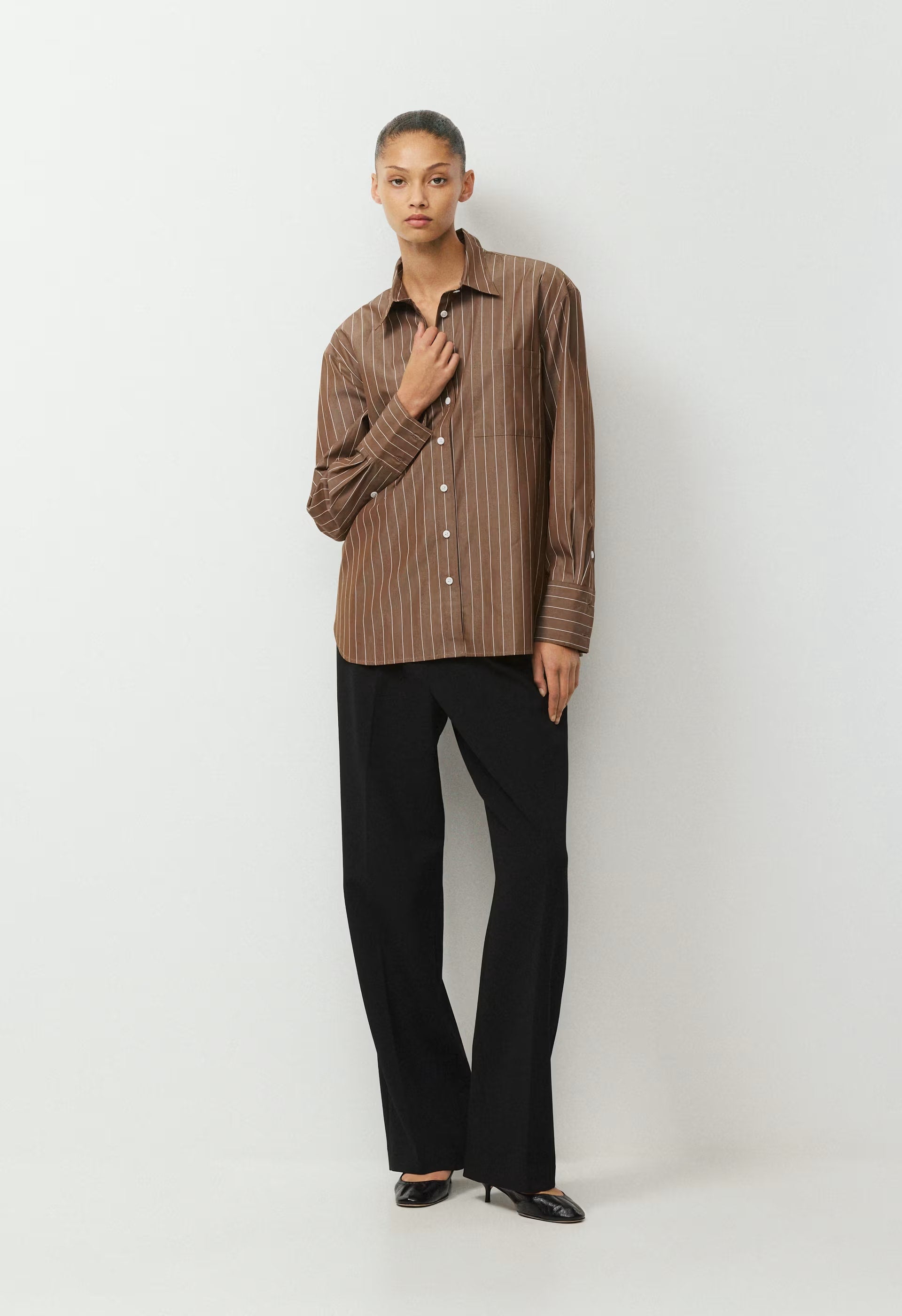 Landmark Poplin Shirt - CHOCO BRWN/BT WHITE