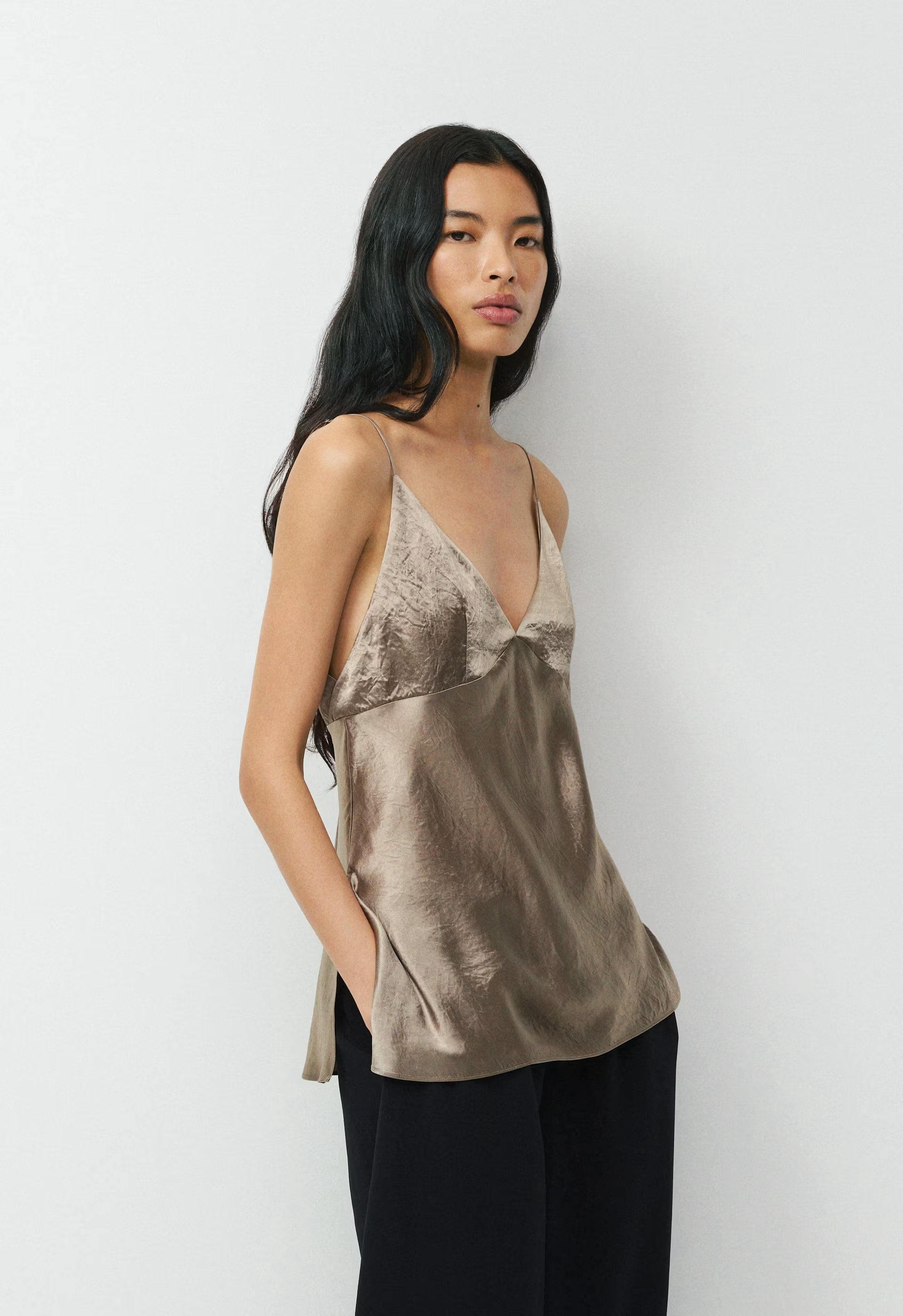 Familiar Satin Camisole - NOMAD TAUPE