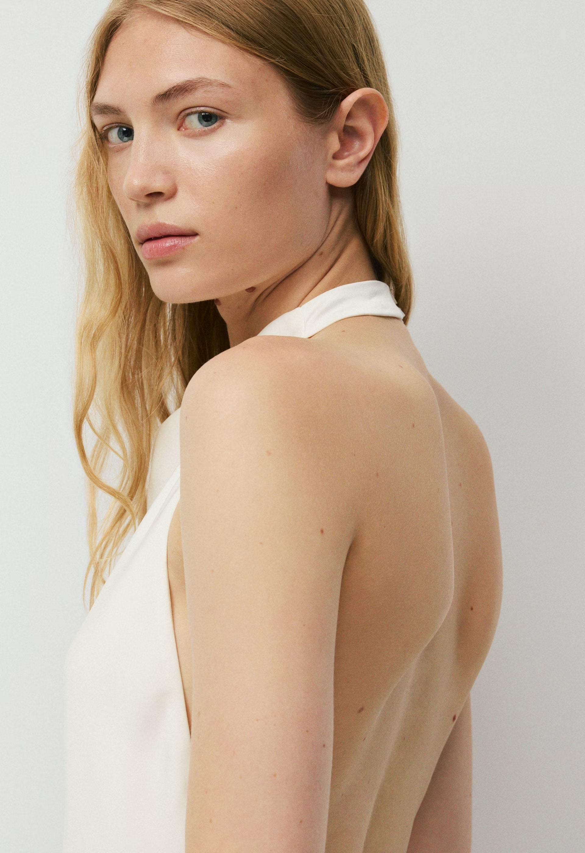 Audience Satin Halter Top - LIGHT BIRCH