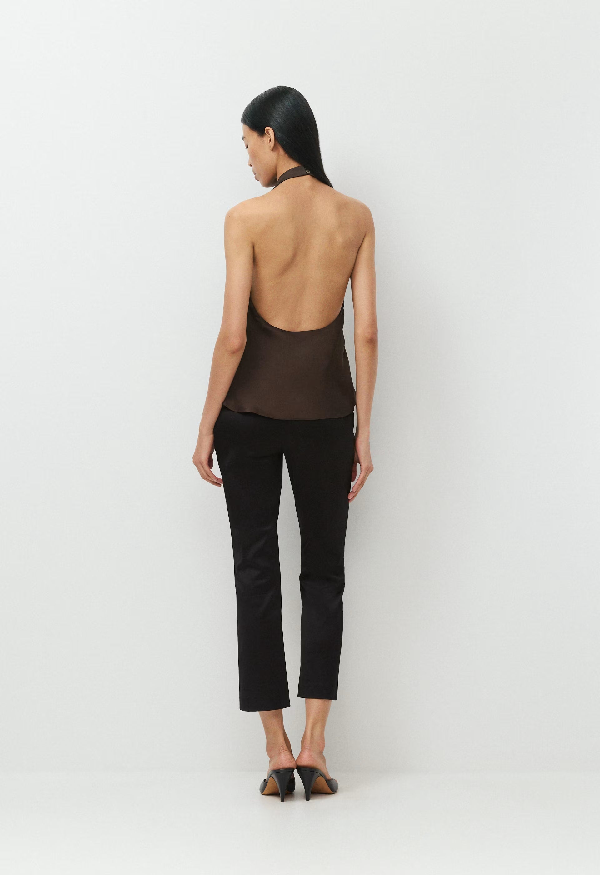 Audience Satin Halter Top - RICH MOCHA BROWN