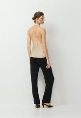 Audience Satin Halter Top - MARCONA BEIGE