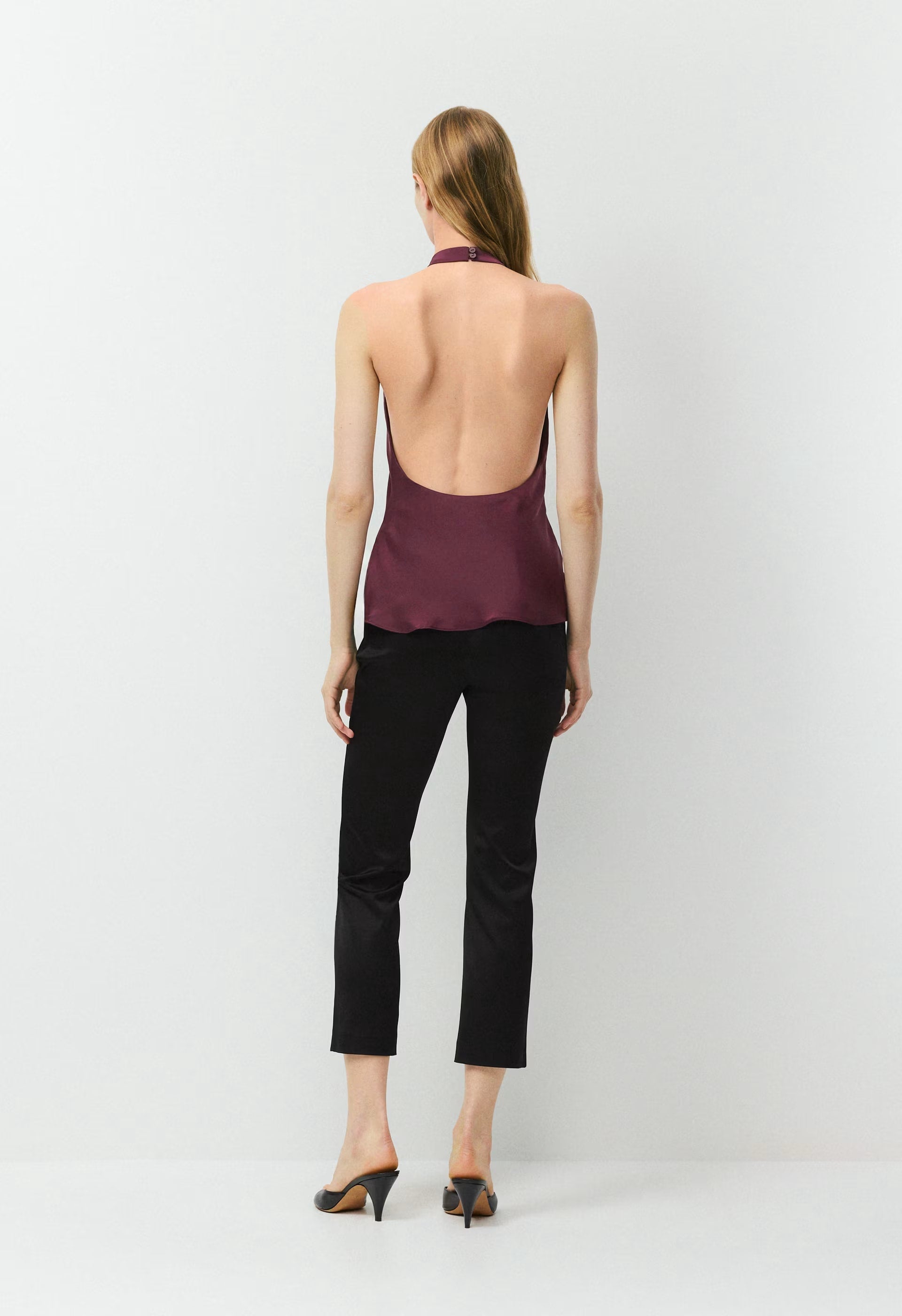 Audience Satin Halter Top - GALA PLUM