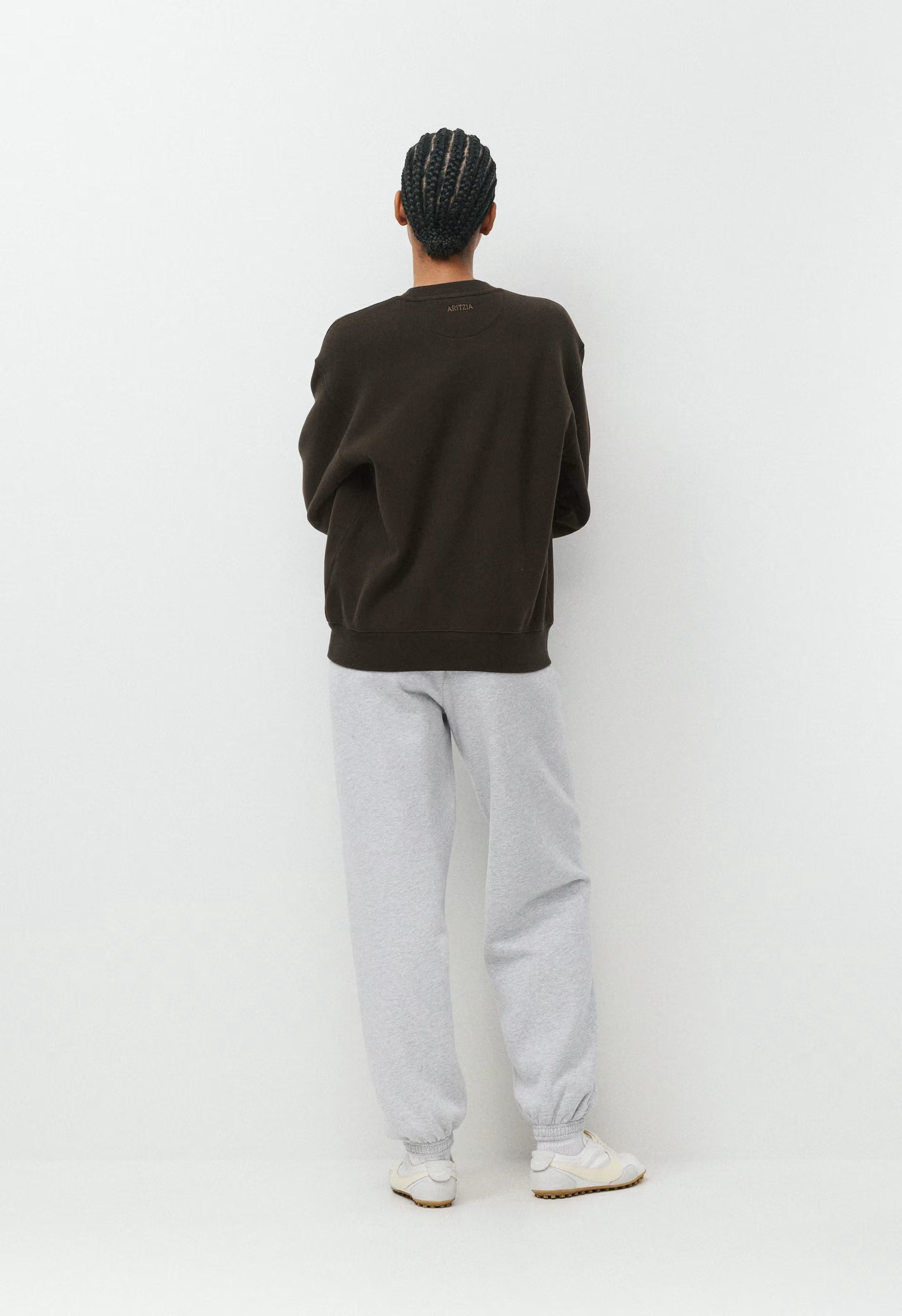 Cozy Sweatfleece Perfect Crew Sweatshirt - CACAO NIB BROWN