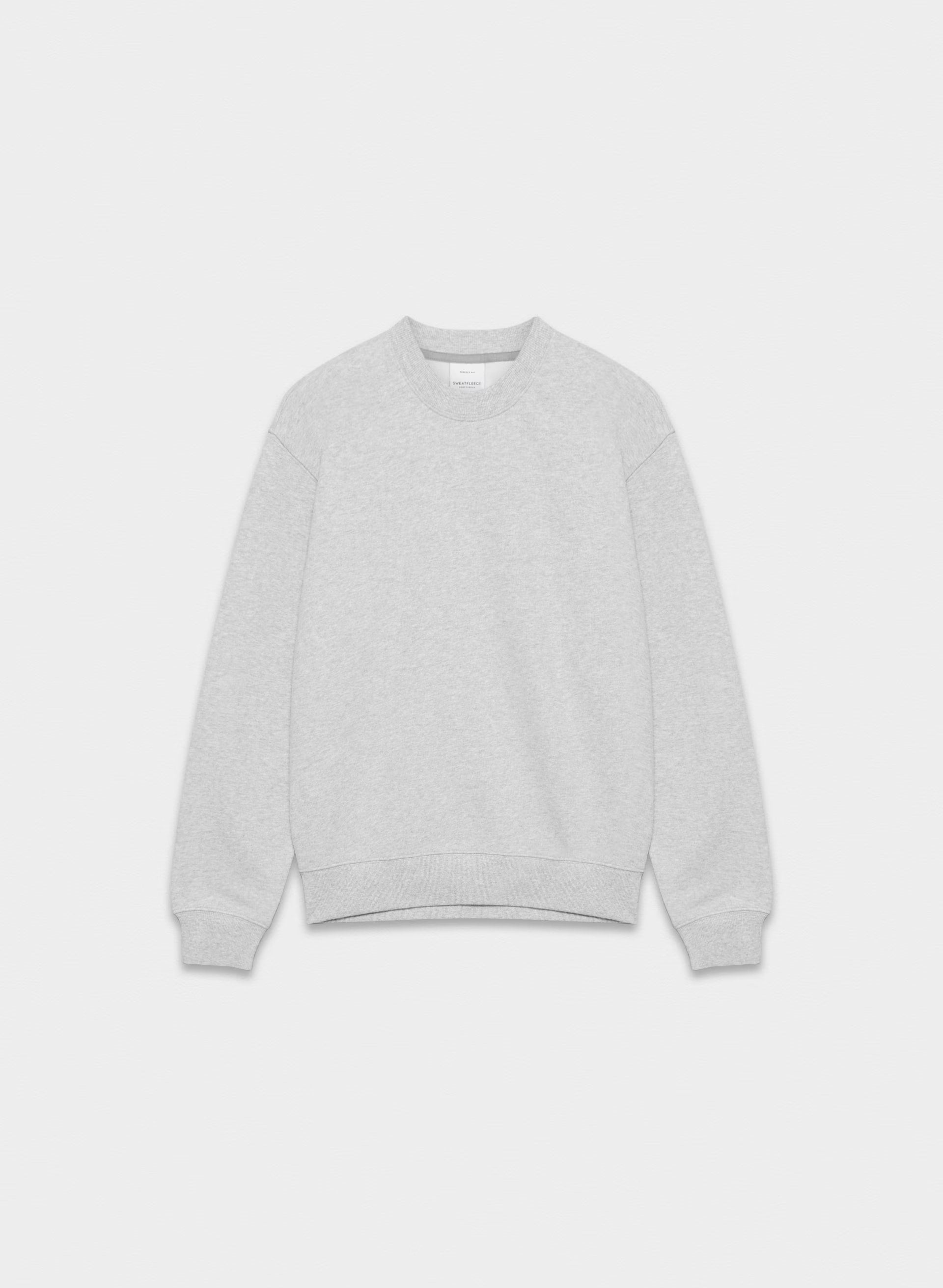 Cozy Sweatfleece Perfect Crew Sweatshirt - HEATHER CHROME