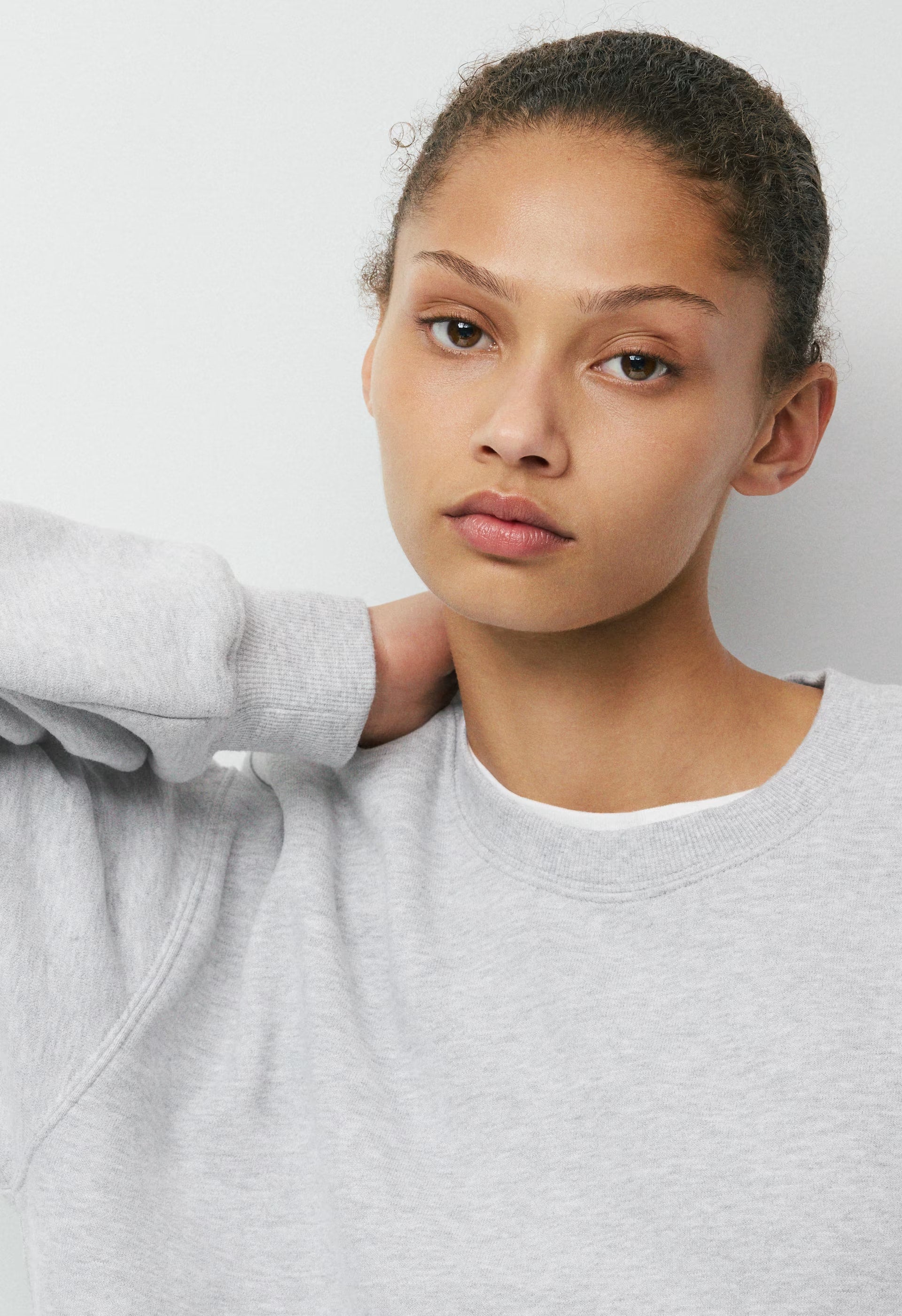 Cozy Sweatfleece Perfect Crew Sweatshirt - HEATHER CHROME