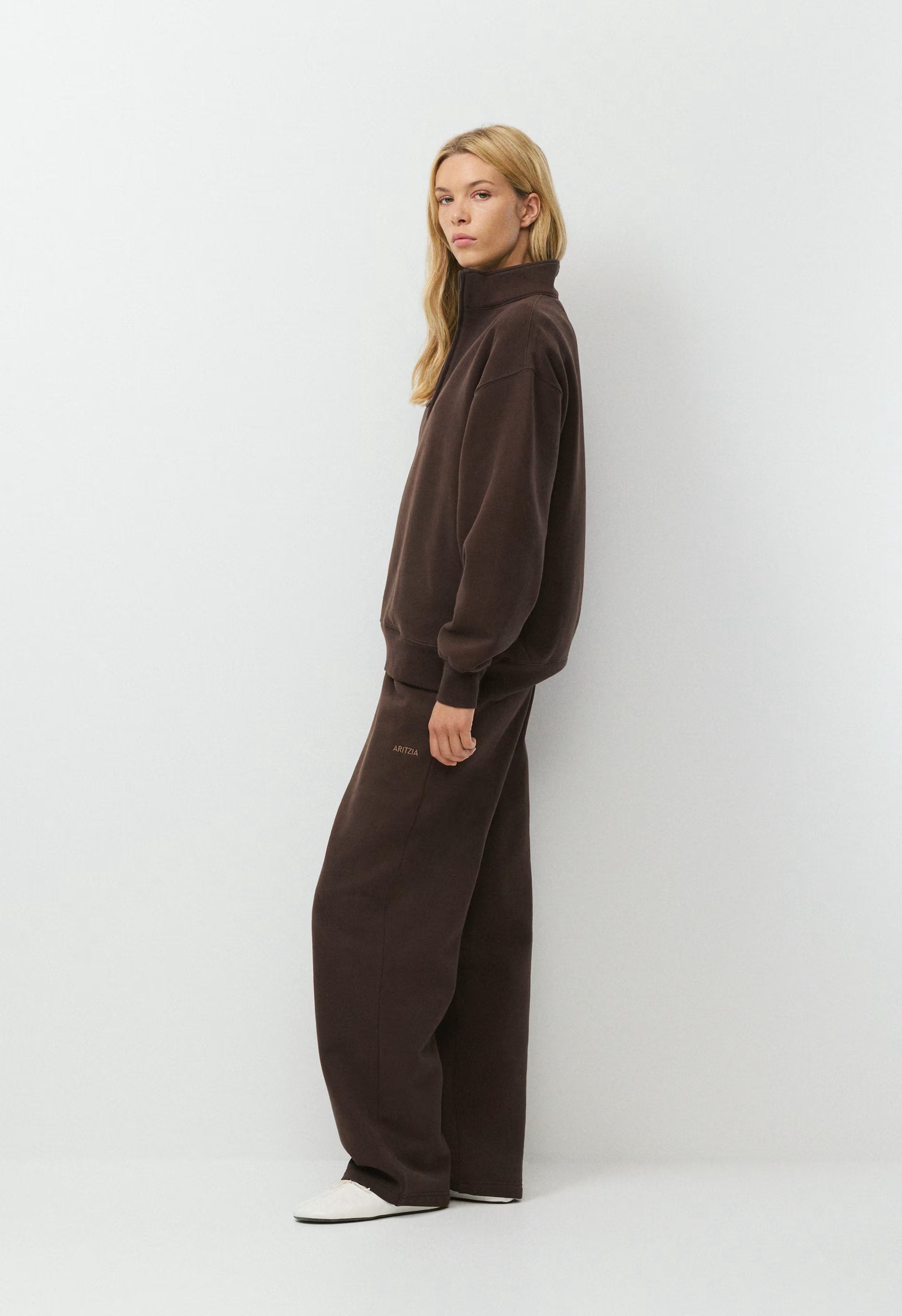 Cozy Sweatfleece Boyfriend 1/2 Zip - RICH MOCHA BROWN
