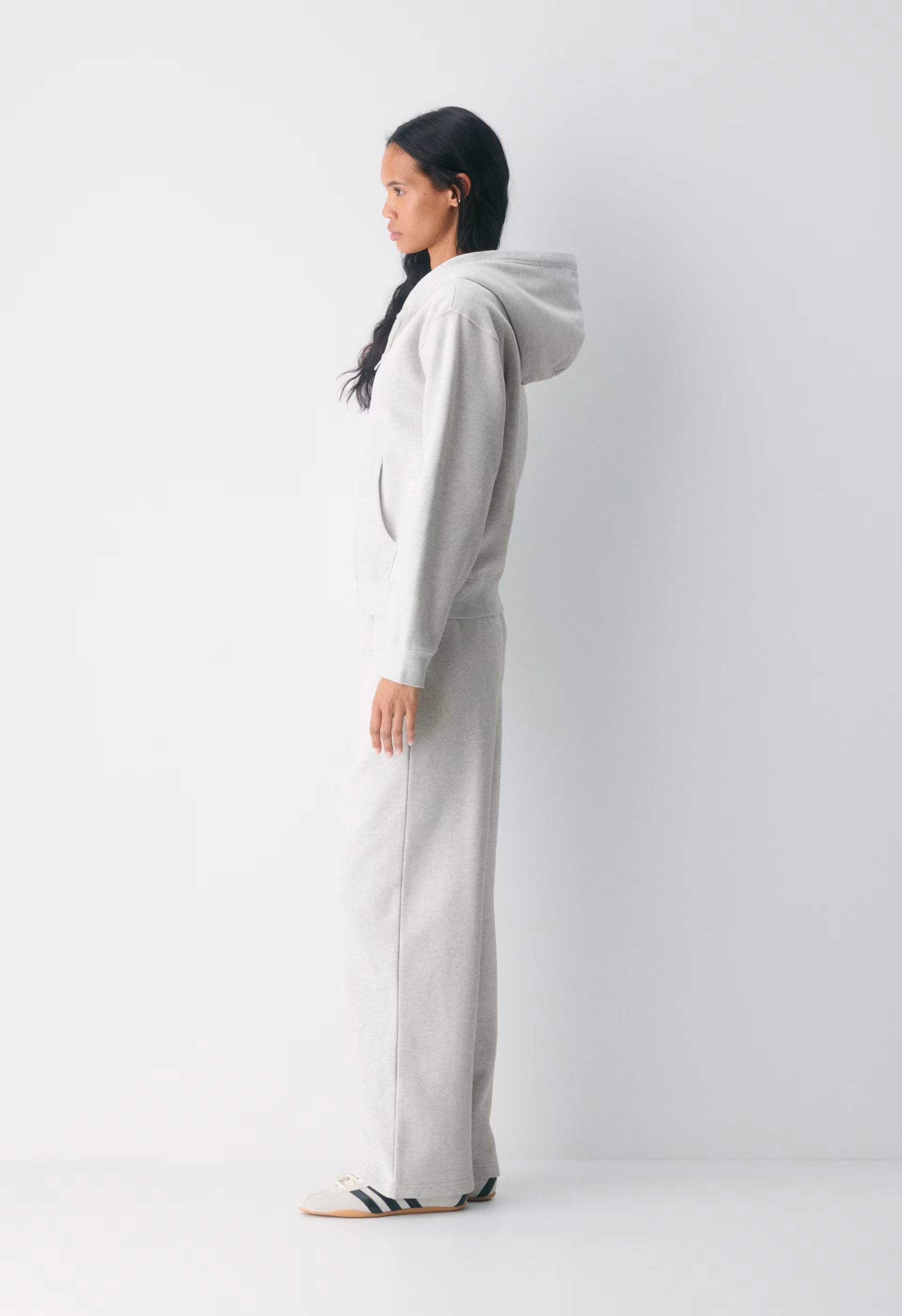 Cozy Sweatfleece Perfect Zip Hoodie - HEATHER CLOUD WHITE