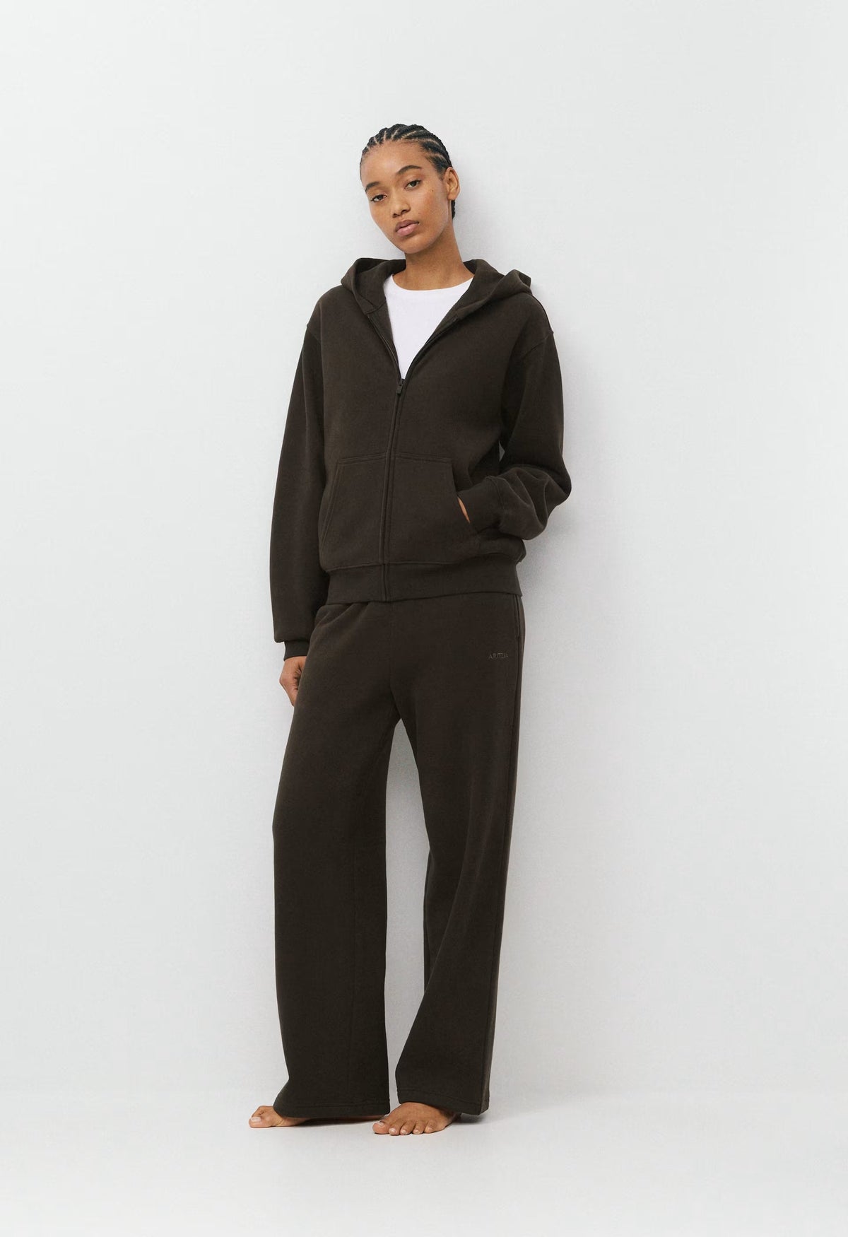 Cozy Sweatfleece Perfect Zip Hoodie - CACAO NIB BROWN