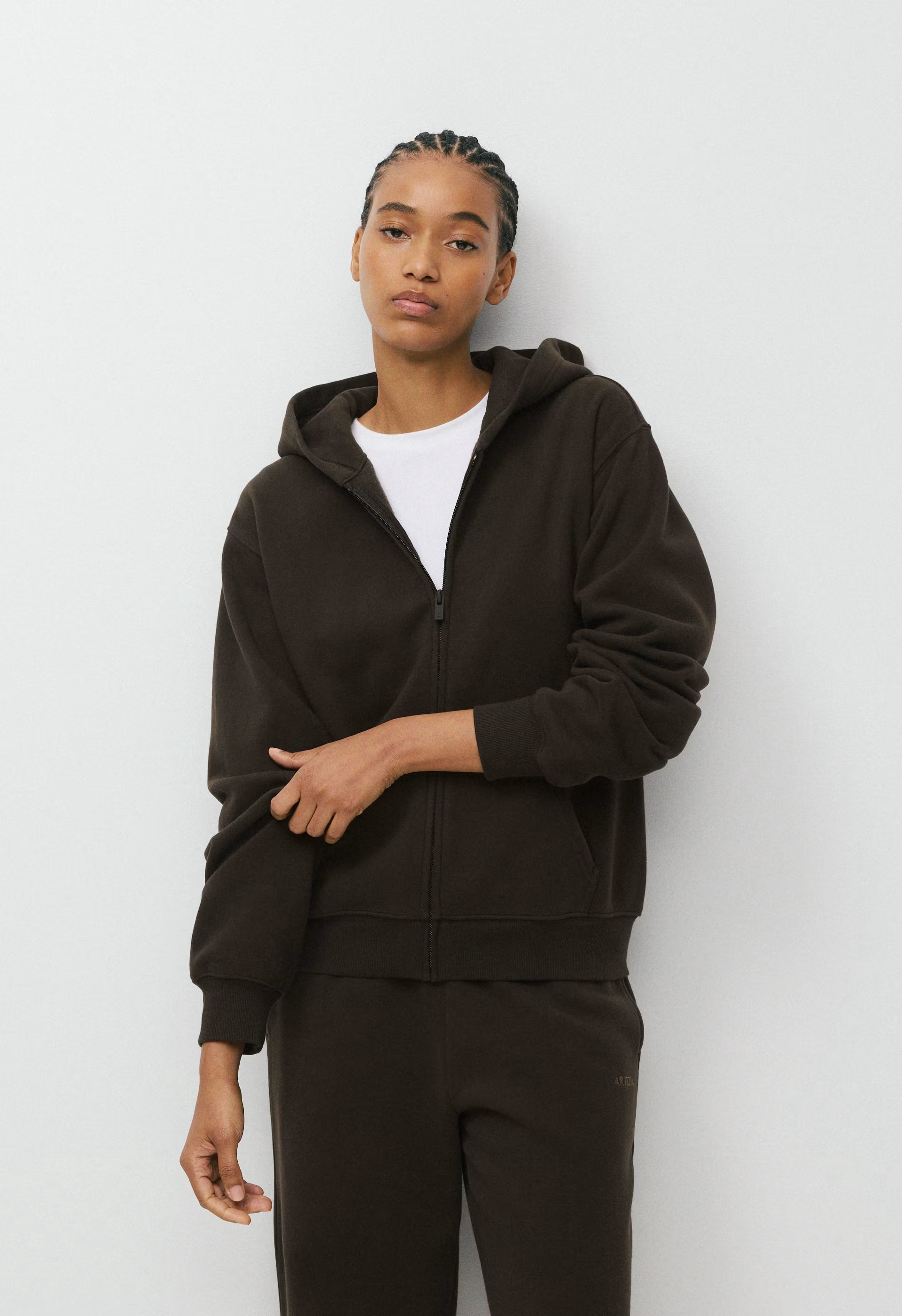 Cozy Sweatfleece Perfect Zip Hoodie - CACAO NIB BROWN