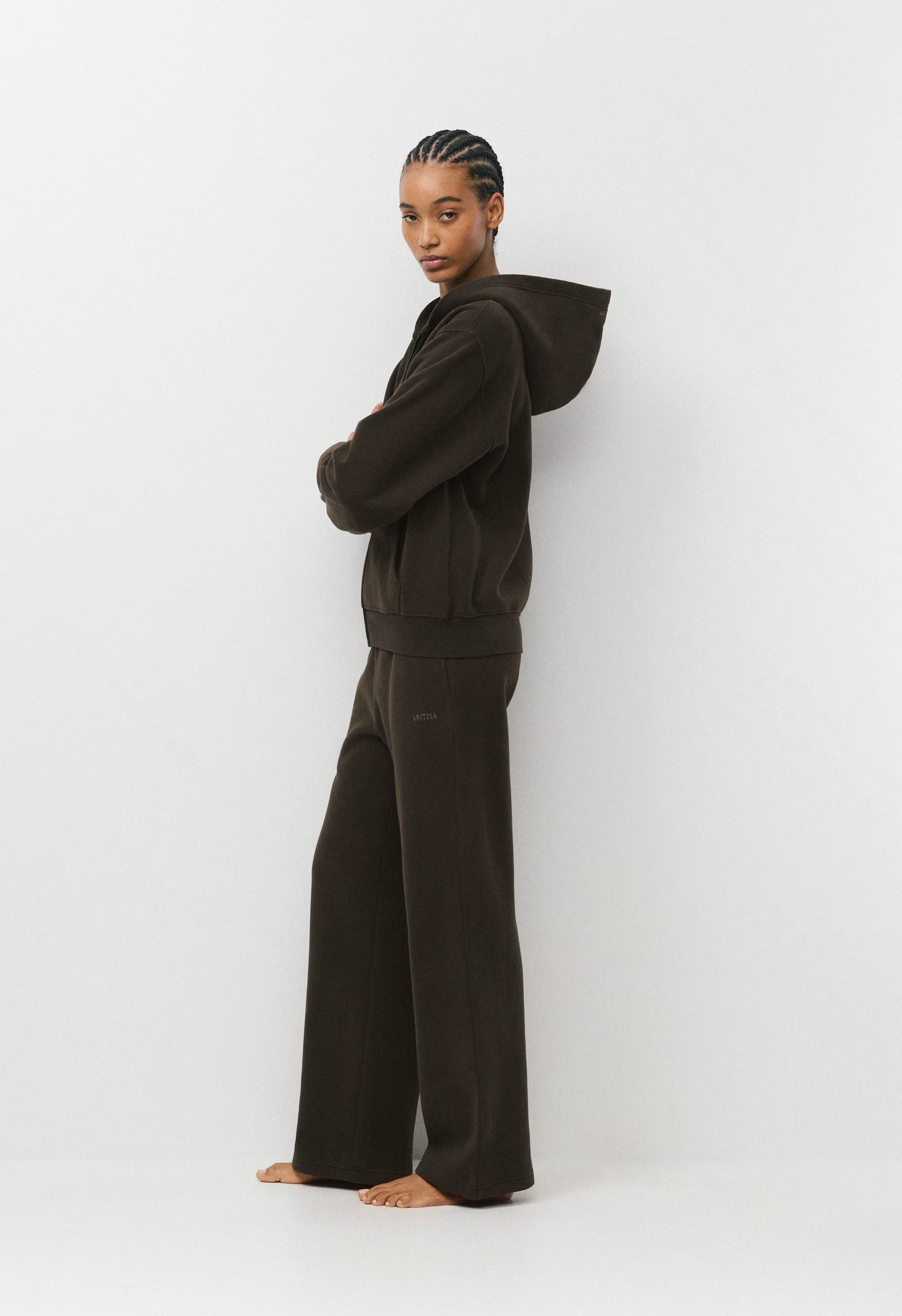 Cozy Sweatfleece Perfect Zip Hoodie - CACAO NIB BROWN