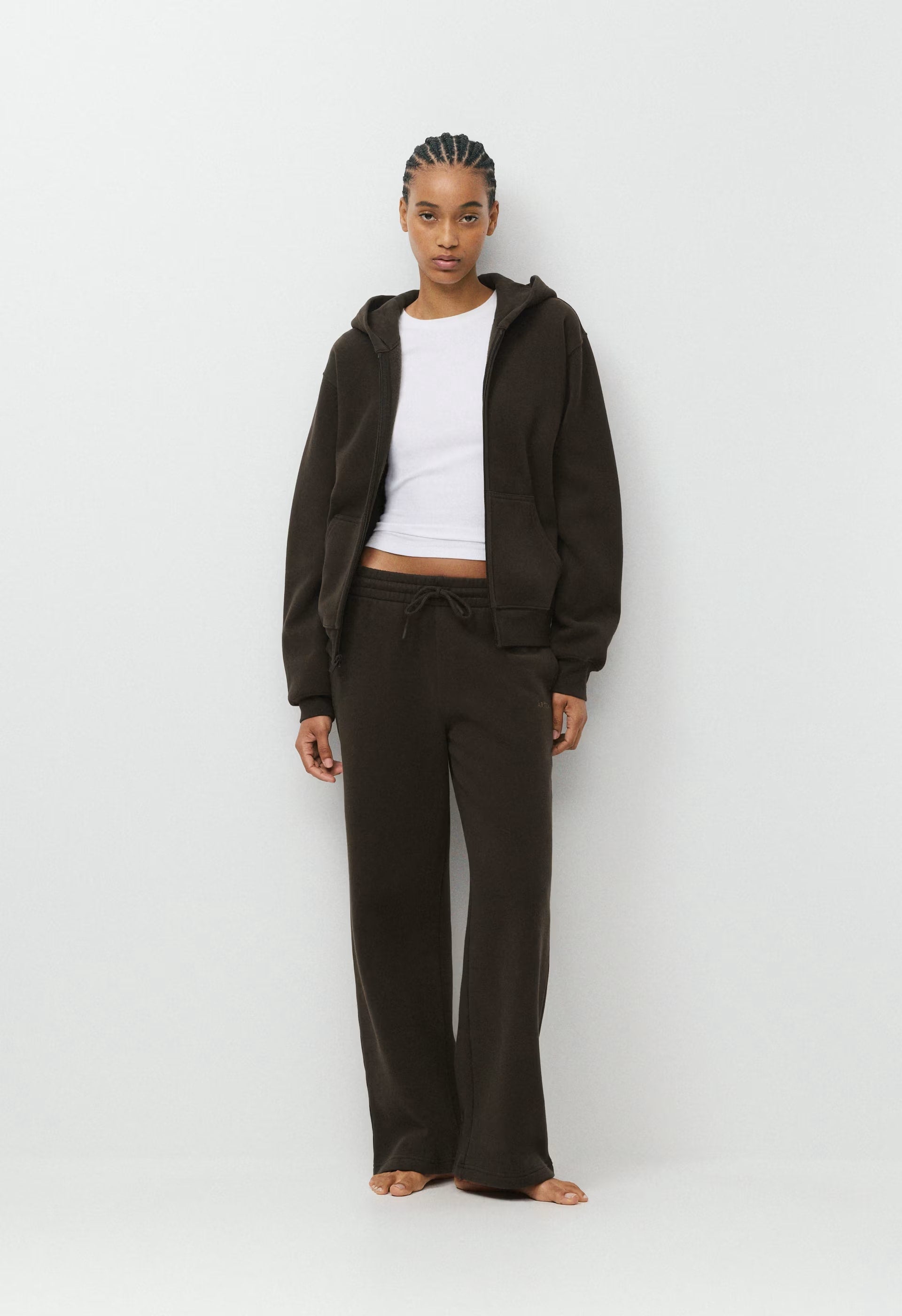 Cozy Sweatfleece Perfect Zip Hoodie - CACAO NIB BROWN