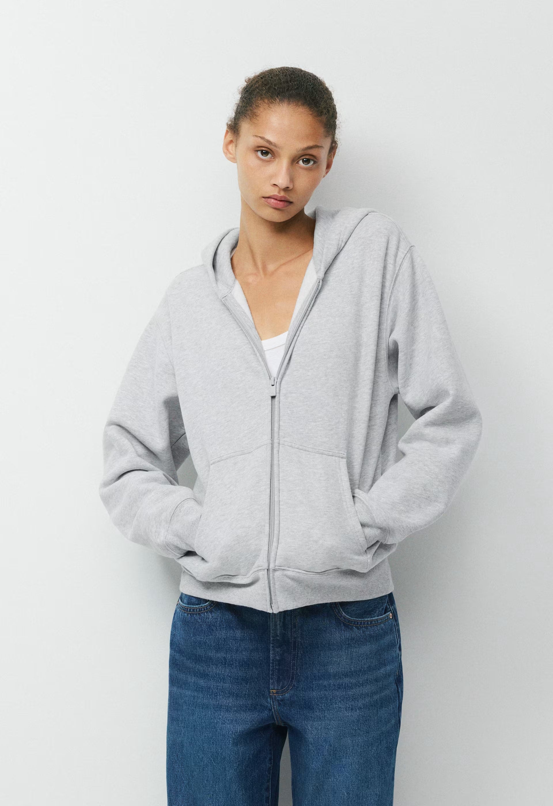 Cozy Sweatfleece Perfect Zip Hoodie - HEATHER CHROME