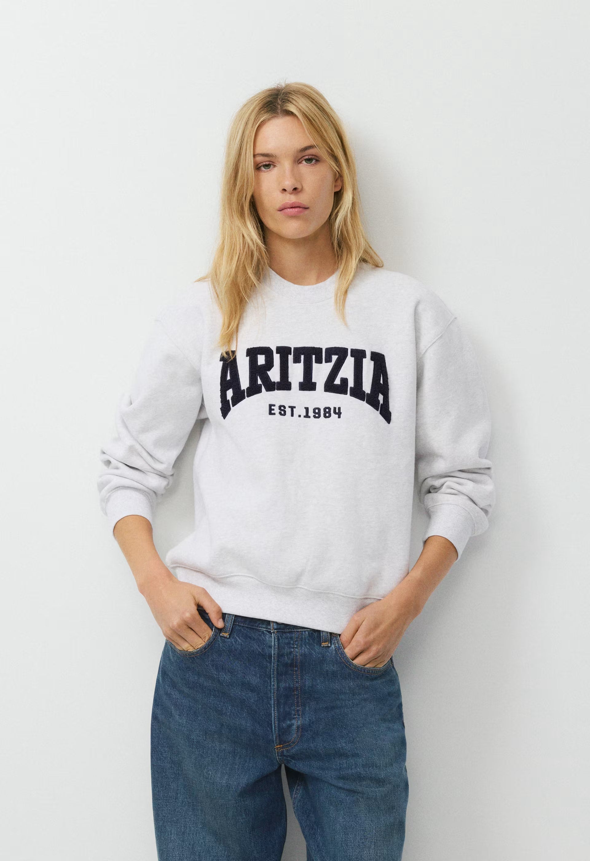 Cozy Sweatfleece Perfect Crew Sweatshirt - H. CLD WHTE/ADMIRAL