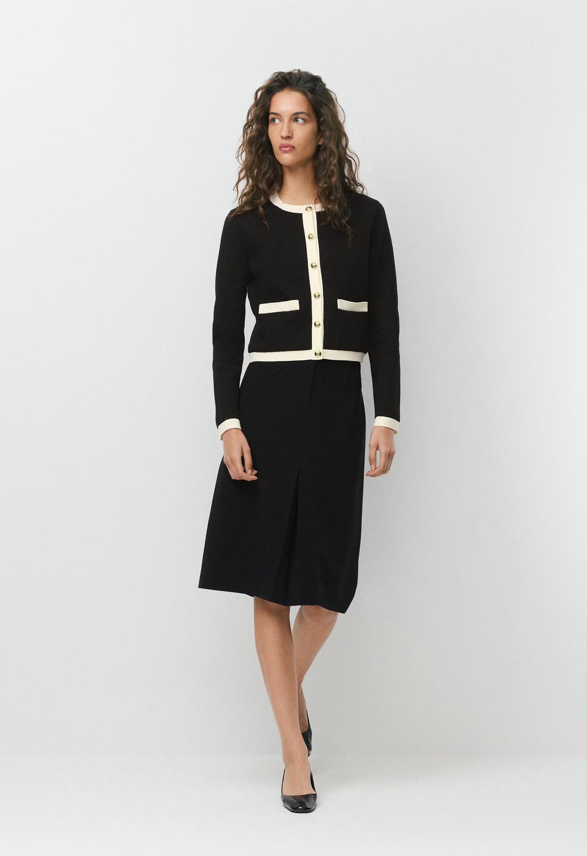 Approach Cardigan - Wonder Yarn - BLACK/LIGHT BIRCH