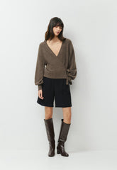 SoftSpoke™ Cassidy Wrap Sweater - HEATHER DARK CHOCOLATE