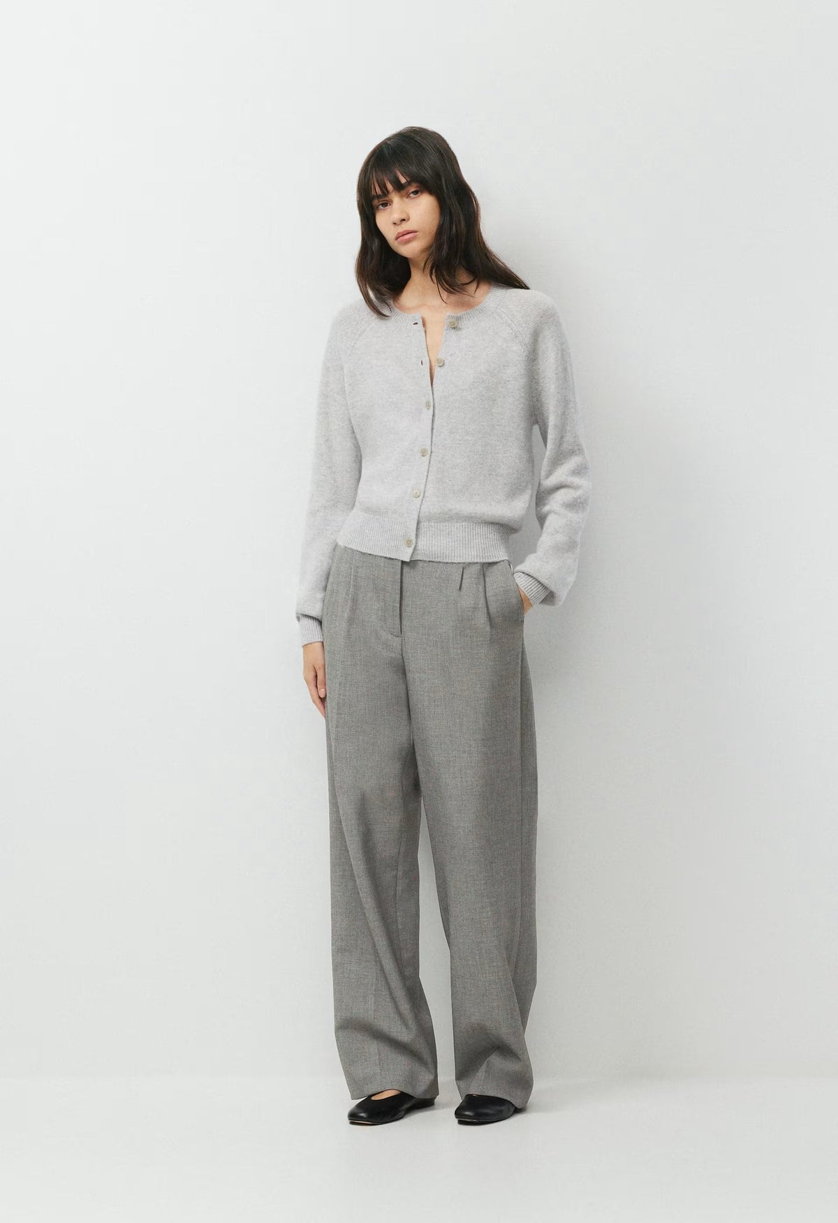 Essential Wool Cashmere London Cardigan - HEATHER CHROME