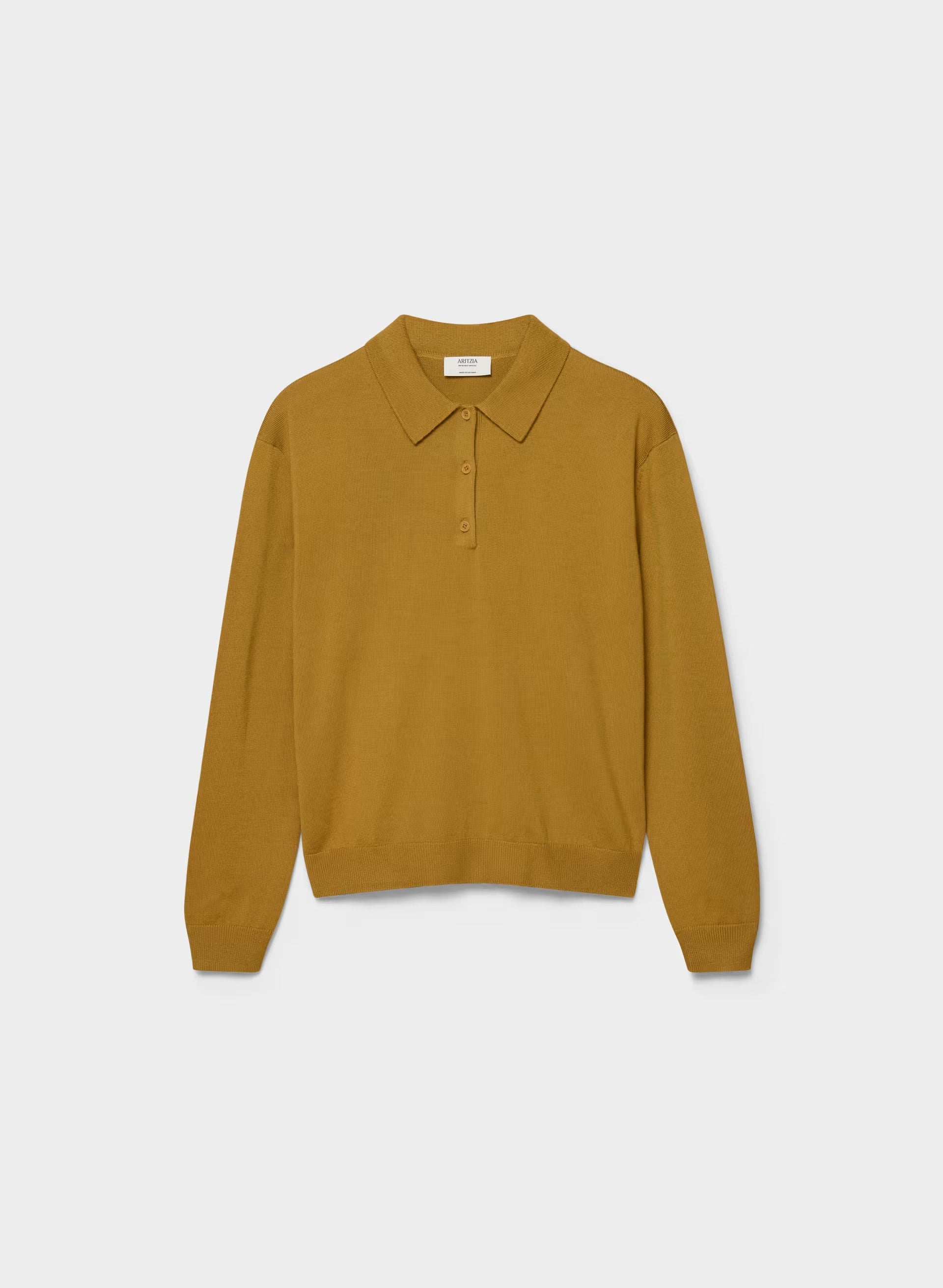 Bare Merino Wool Aspect Polo Sweater - SHERRY OCHRE