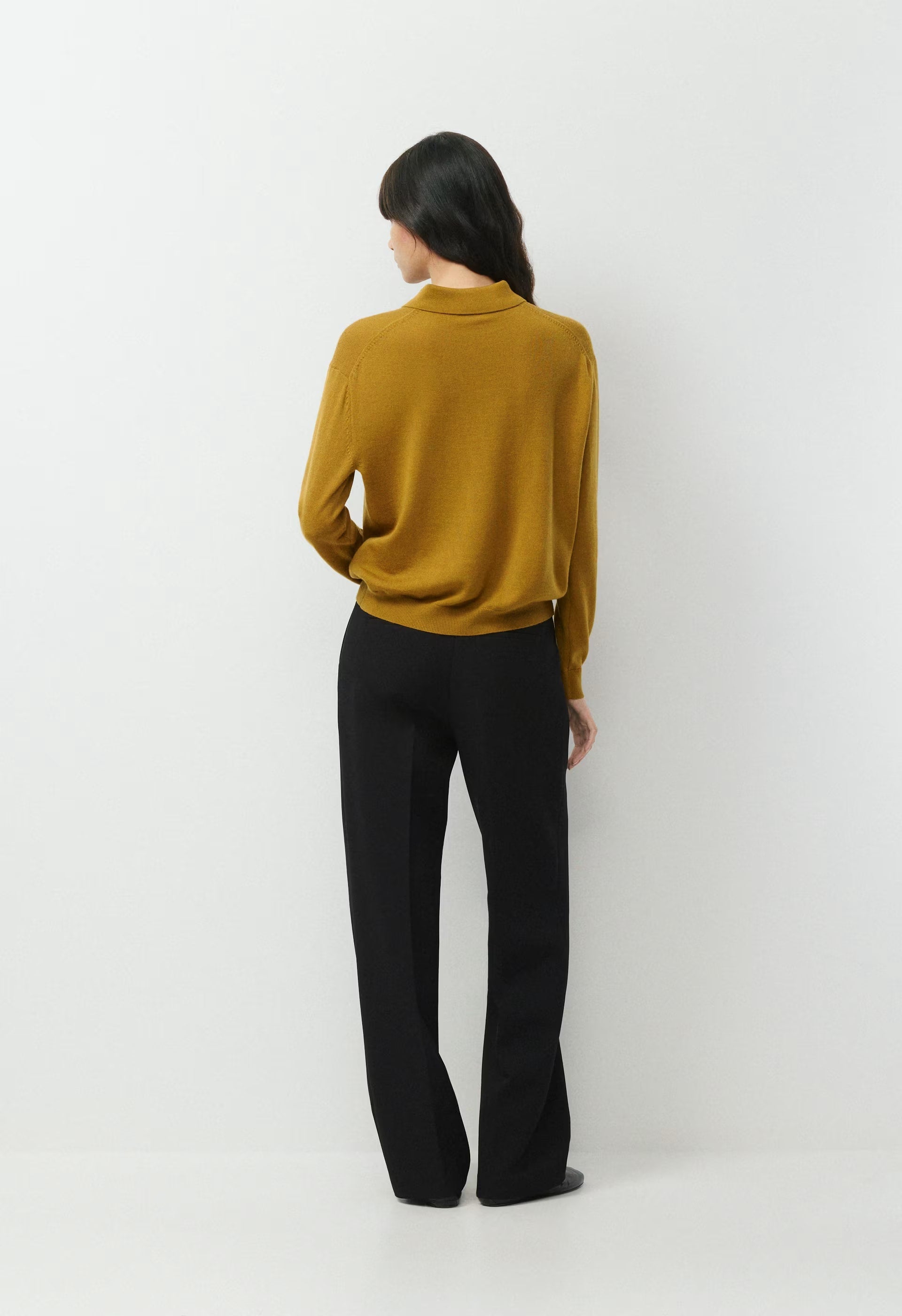 Bare Merino Wool Aspect Polo Sweater - SHERRY OCHRE
