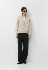 Essential Cashmere Acclaim Cardigan - SPECKLED MRCN BEIGE