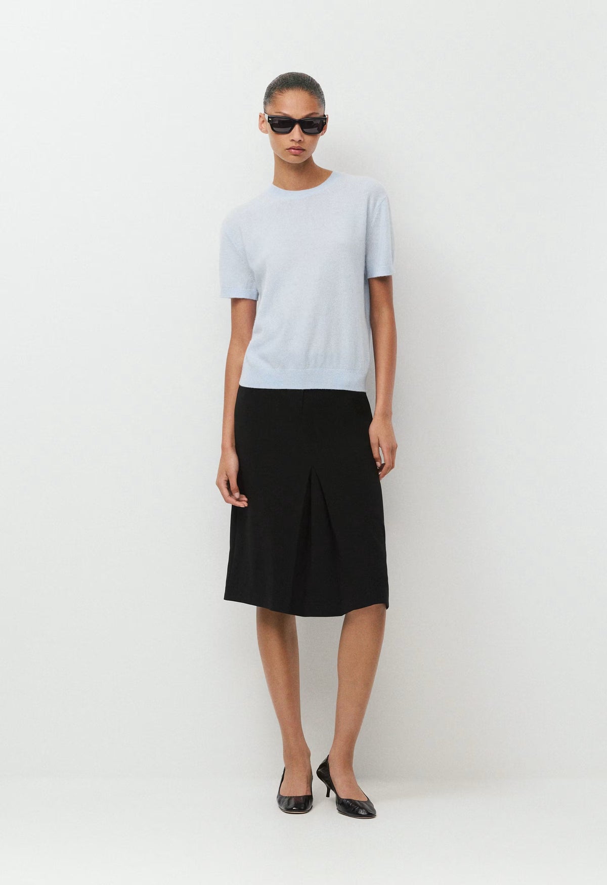 Bare Cashmere Bloor Shortsleeve Sweater - PLEIN AIR