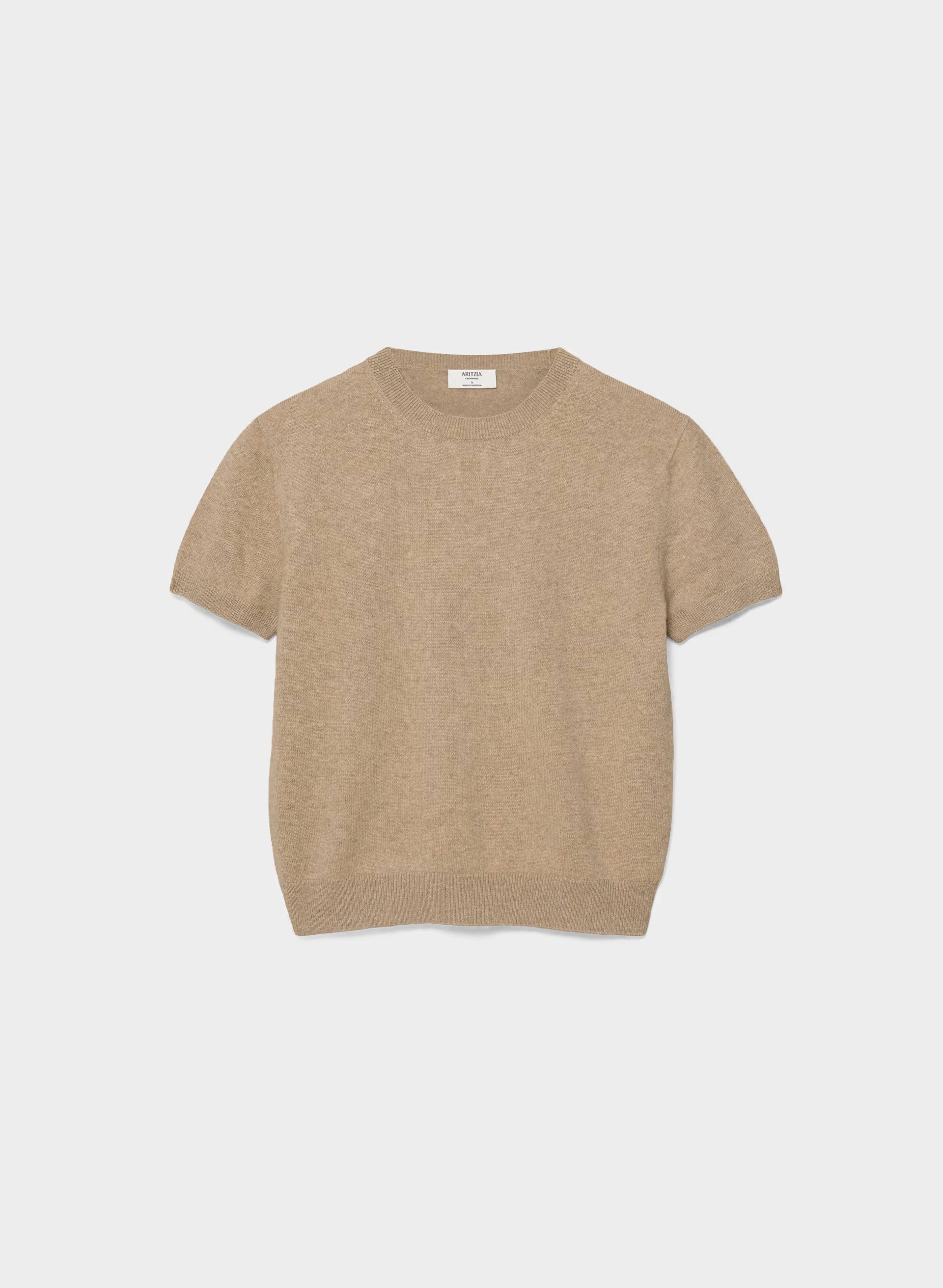 Bare Cashmere Bloor Shortsleeve Sweater - HEATHER NOMAD TAUPE