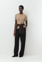 Bare Cashmere Bloor Shortsleeve Sweater - HEATHER NOMAD TAUPE