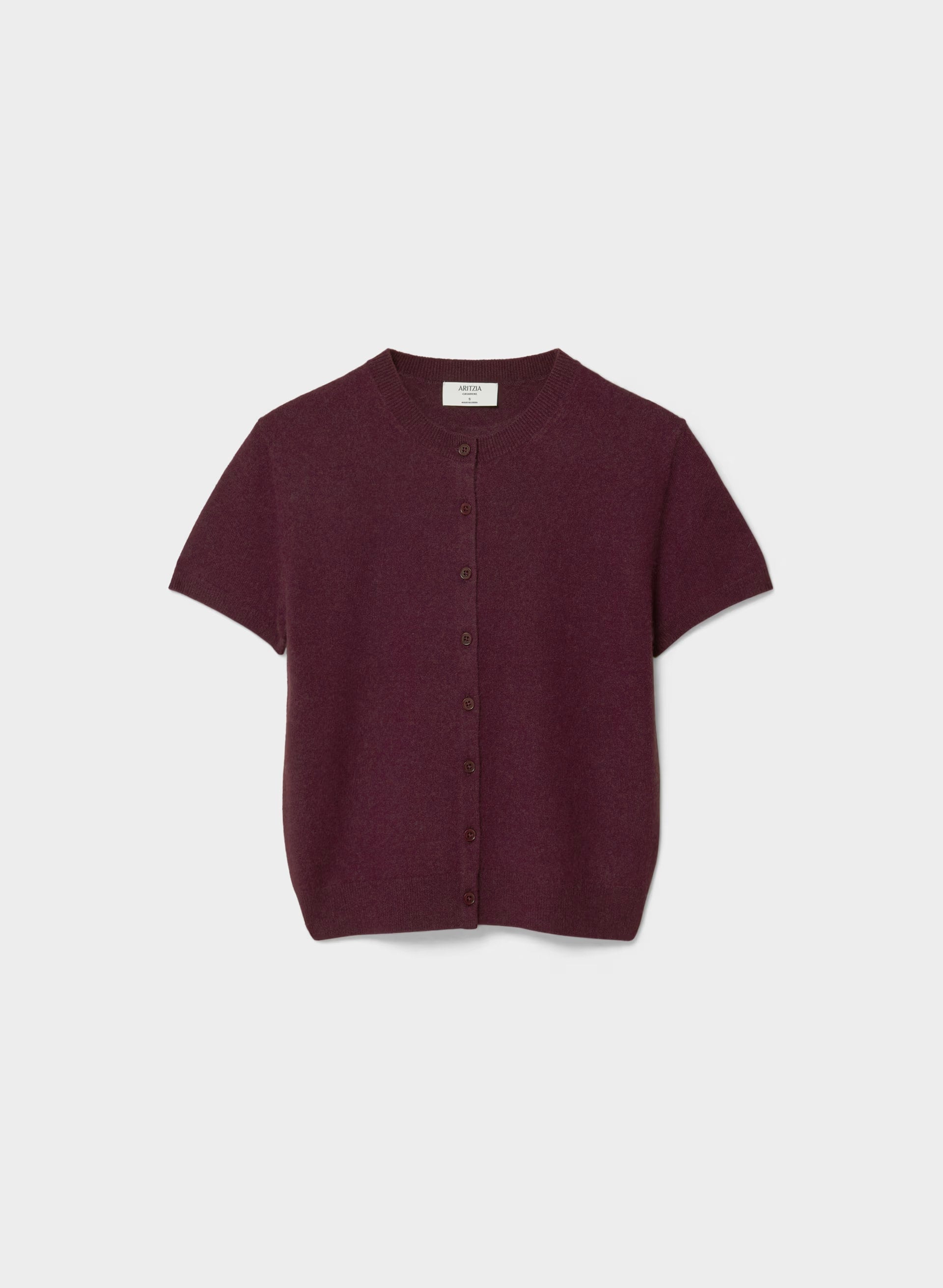 Bare Cashmere Noteworthy Shortsleeve Cardigan - GALA PLUM