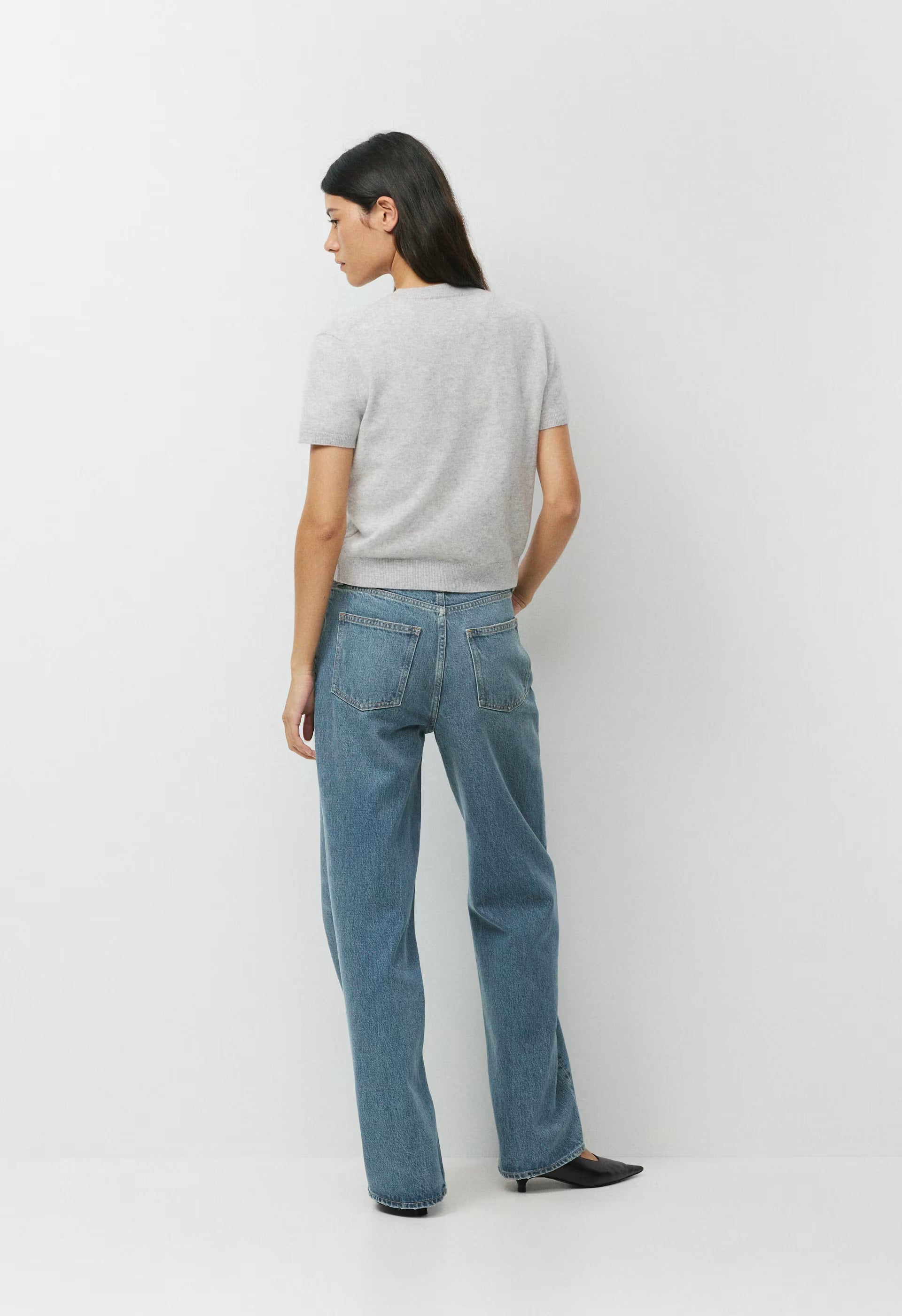 Bare Cashmere Noteworthy Shortsleeve Cardigan - HEATHER CHROME