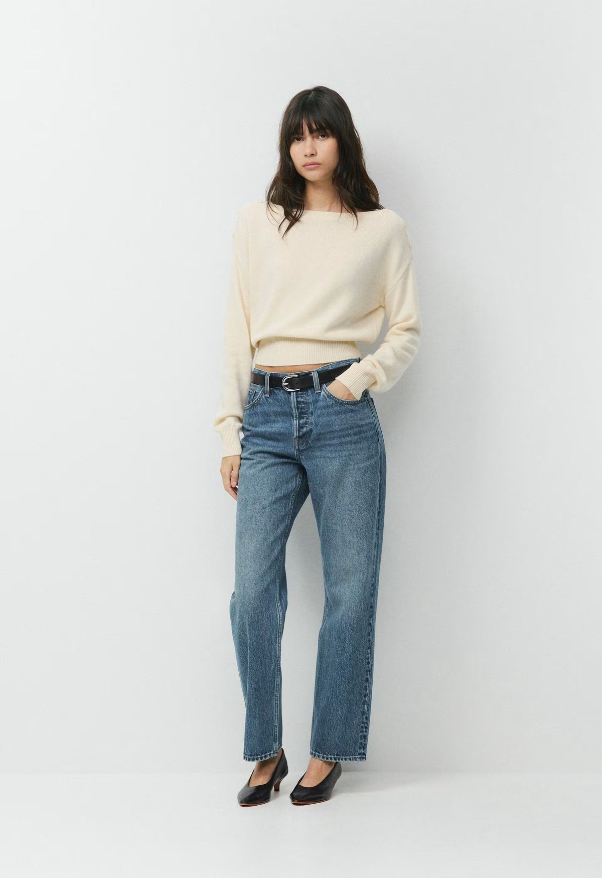 Essential Wool Cashmere Gable Sweater - SEASIDE CREAM