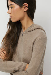 Essential Cashmere Idyllic Zip Hoodie - HEATHER NOMAD TAUPE