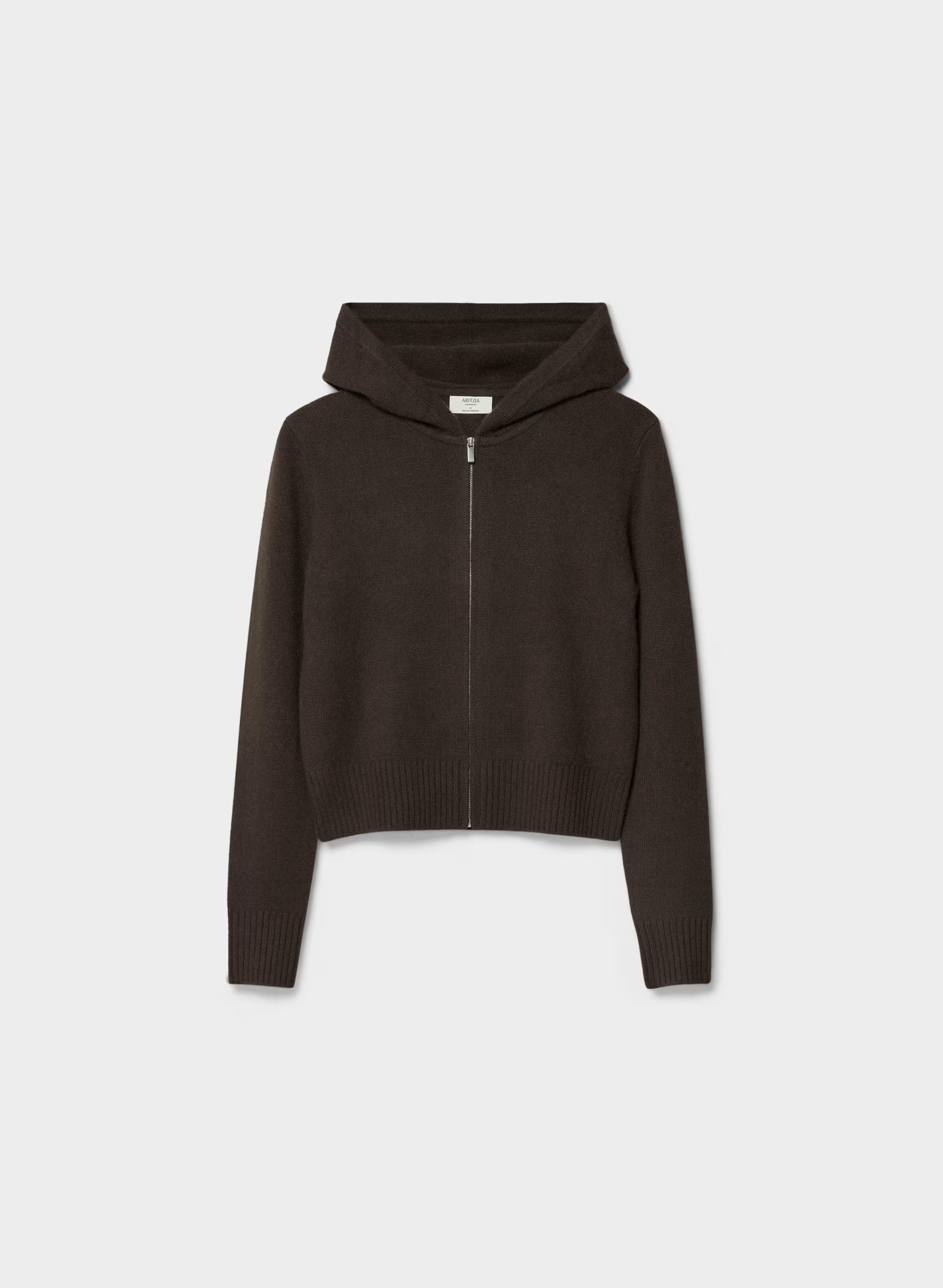 Essential Cashmere Idyllic Zip Hoodie - CACAO NIB BROWN