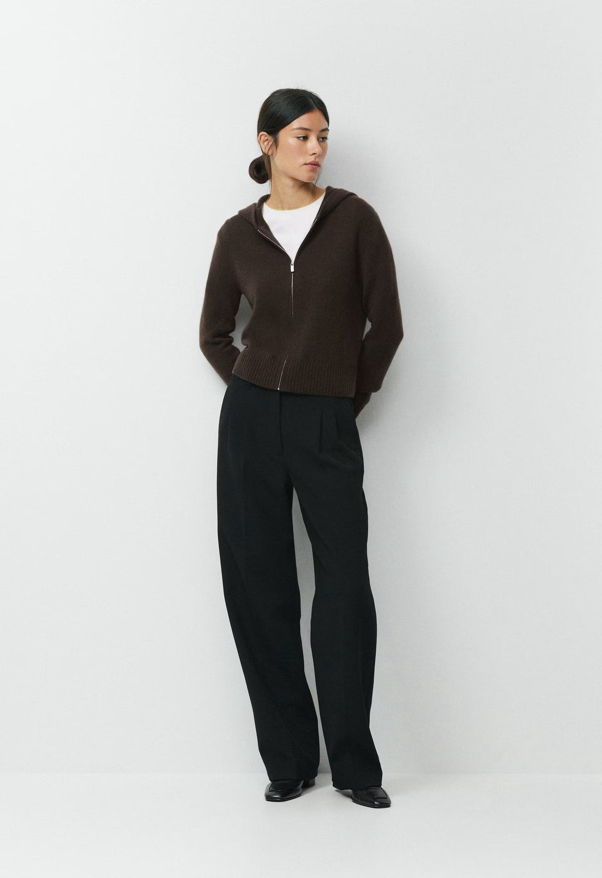 Essential Cashmere Idyllic Zip Hoodie - CACAO NIB BROWN