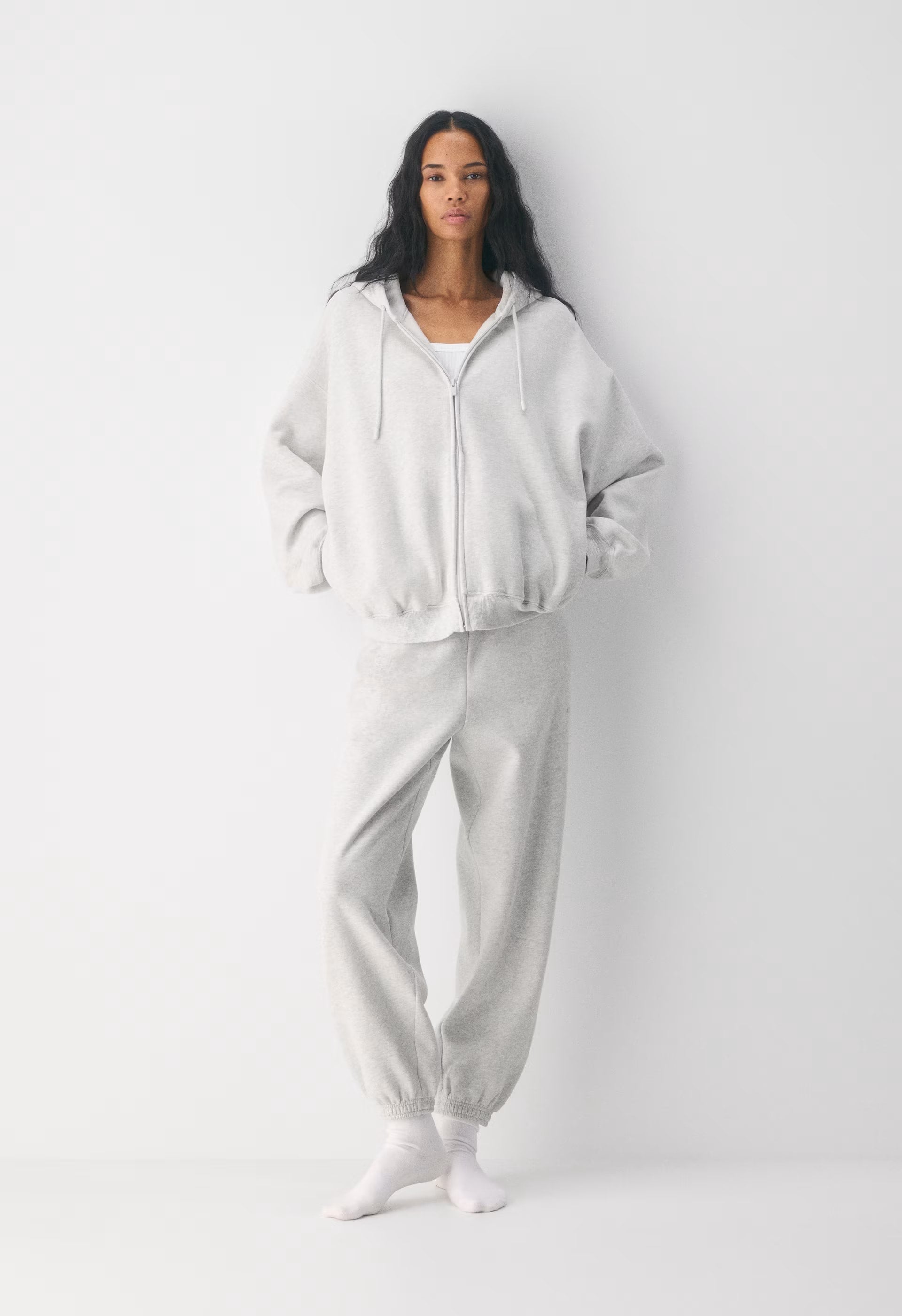 Cozy Sweatfleece Mega Zip Hoodie - HEATHER CLOUD WHITE