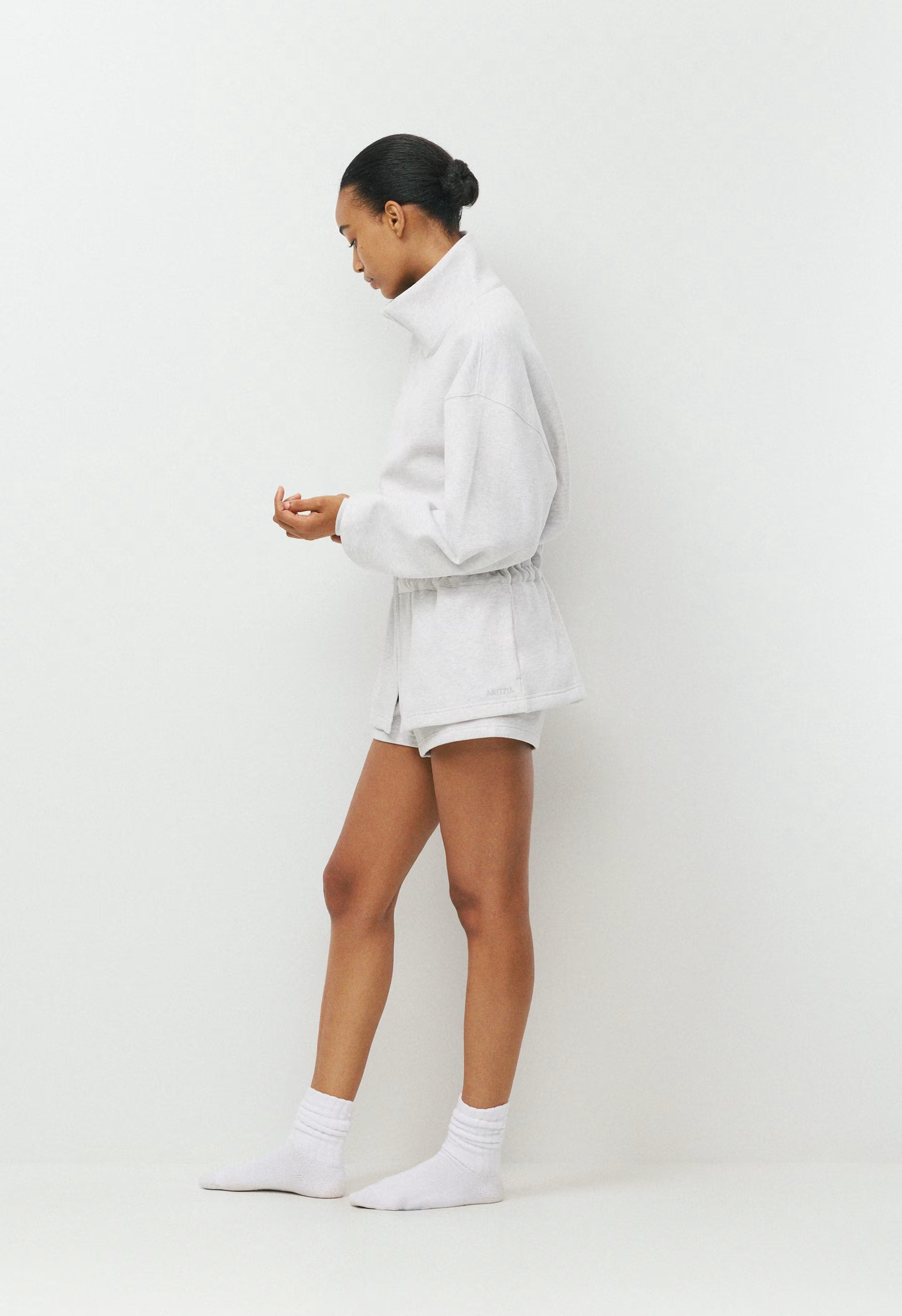 Cozy Sweatfleece Mega Cinch Zip-Up - HEATHER CLOUD WHITE