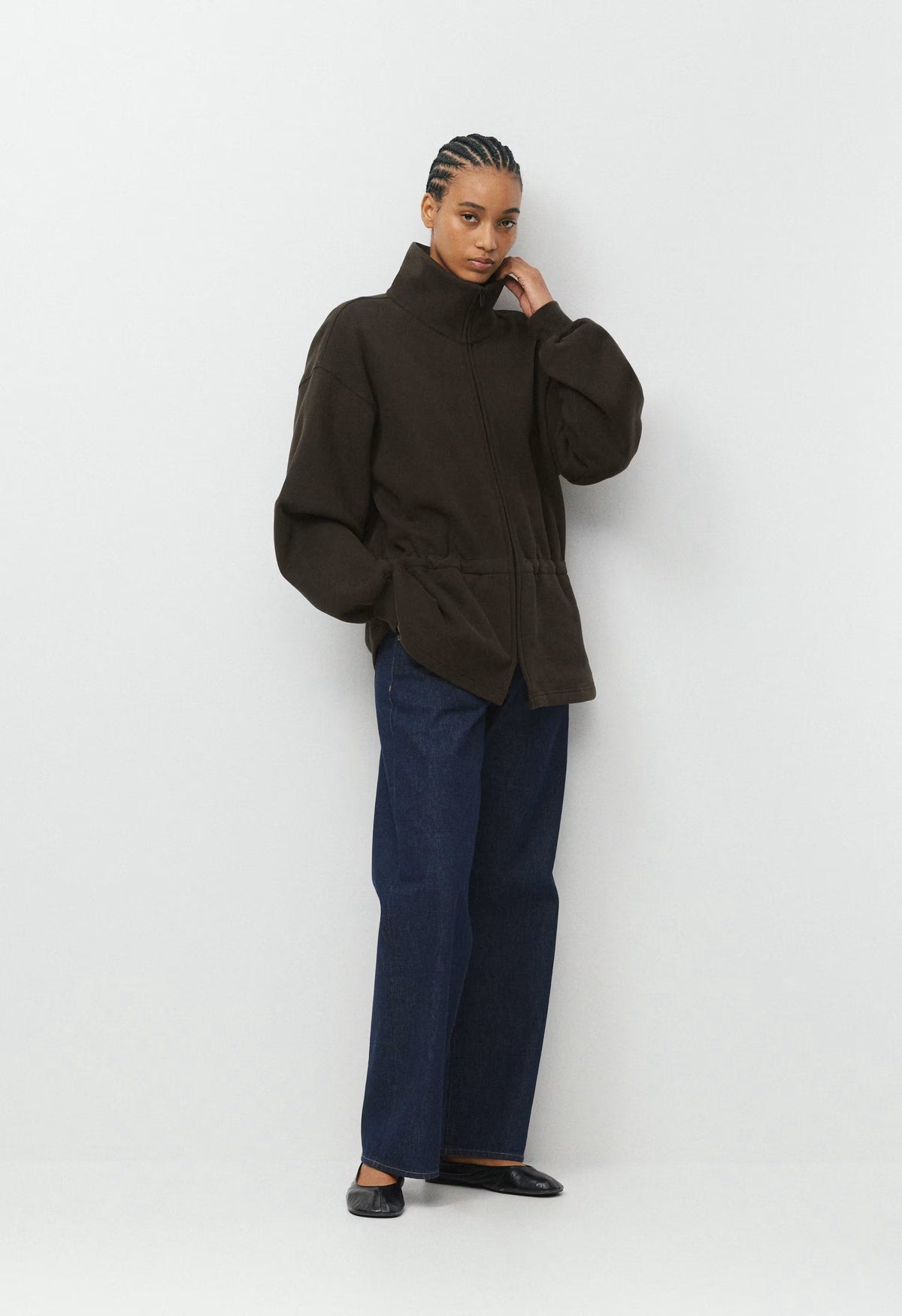 Cozy Sweatfleece Mega Cinch Zip-Up - CACAO NIB BROWN