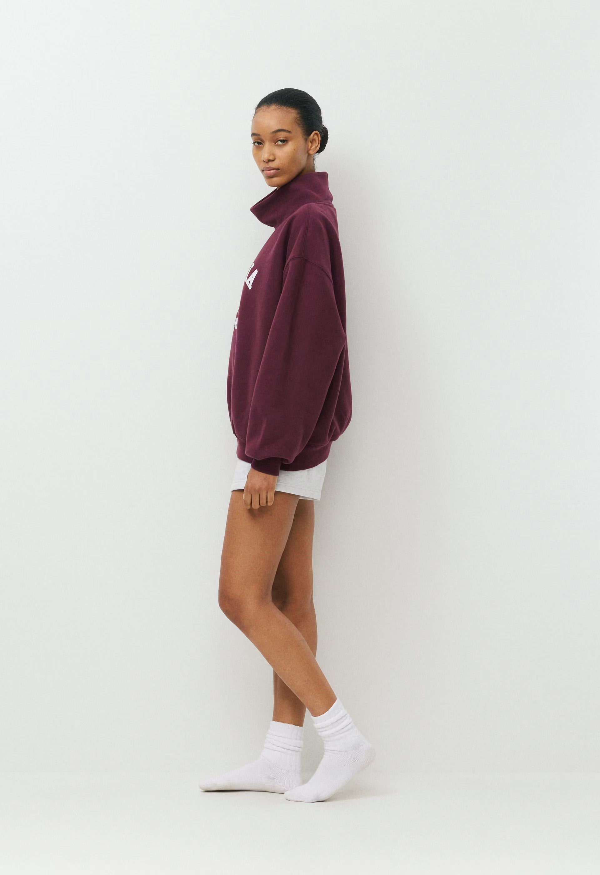 Cozy Sweatfleece Mega Funnel Neck - GALA PLUM/WHT