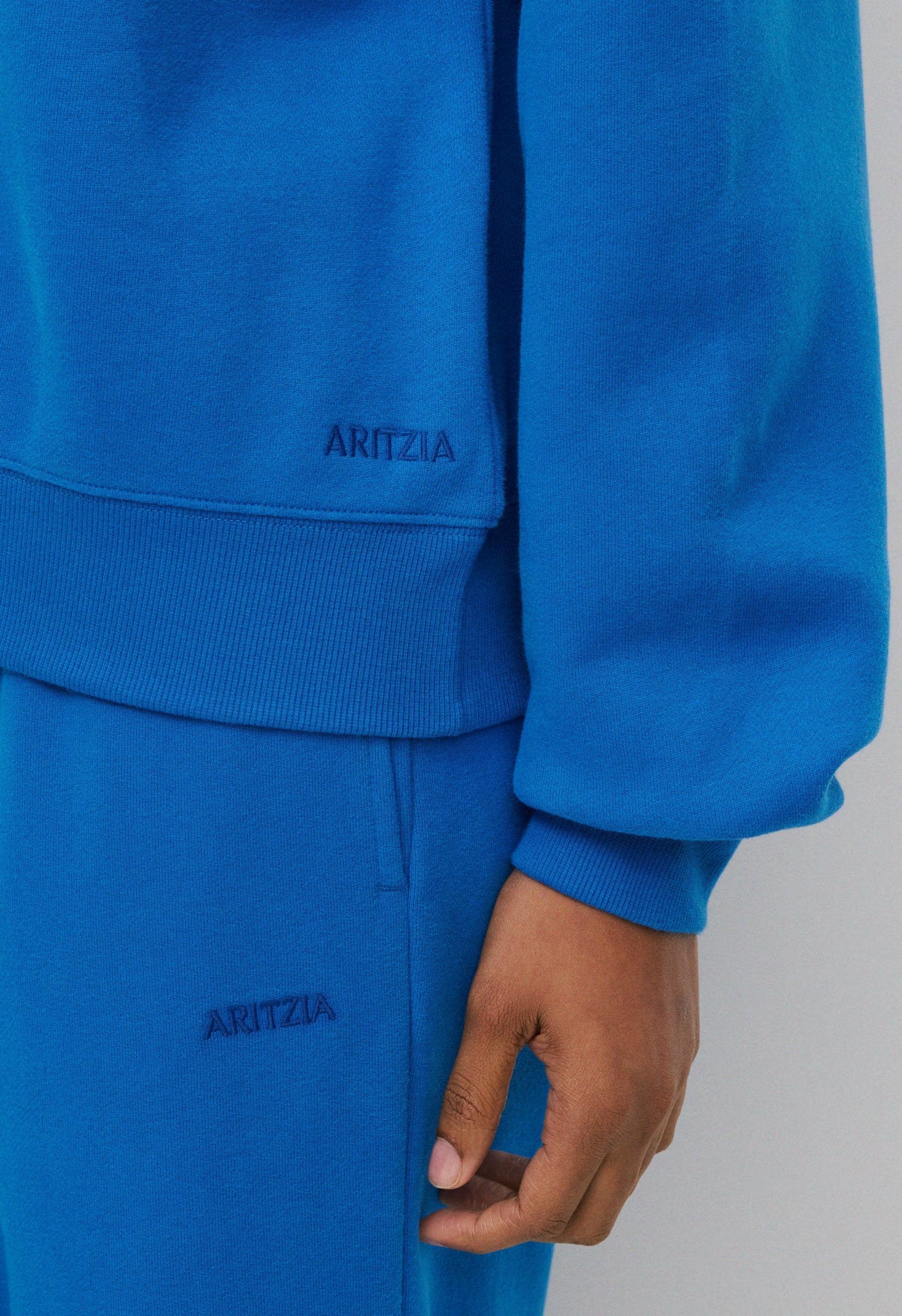 Cozy Sweatfleece BF Off-Shoulder Sweatshirt - LAZULI BLUE