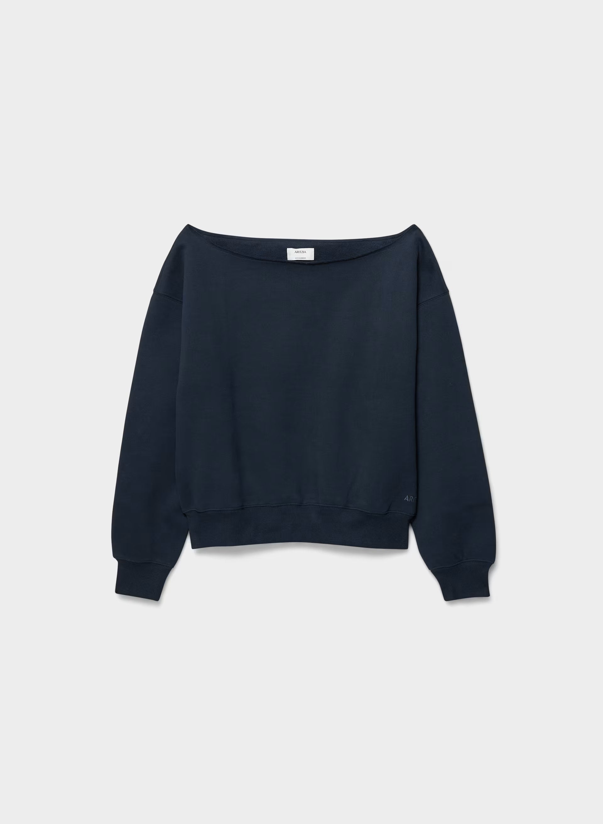 Cozy Sweatfleece BF Off-Shoulder Sweatshirt - ADMIRAL NAVY