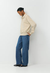Terry Sweatfleece Mega Polo Sweatshirt - MULLEIN