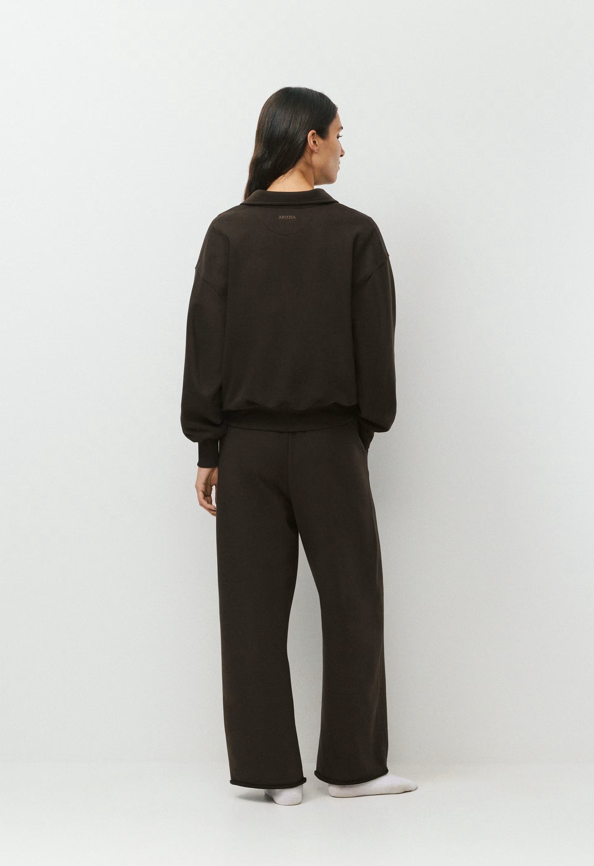 Terry Sweatfleece Mega Polo Sweatshirt - CACAO NIB BROWN